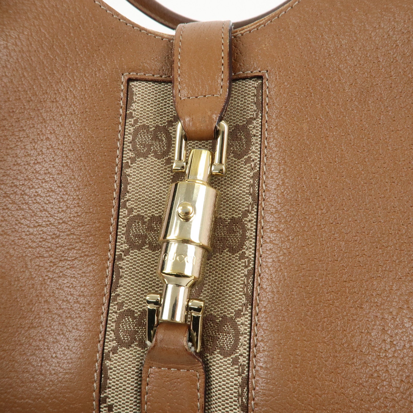 GUCCI New Jackey GG Canvas Leather Shoulder Bag Brown 124407 Used
