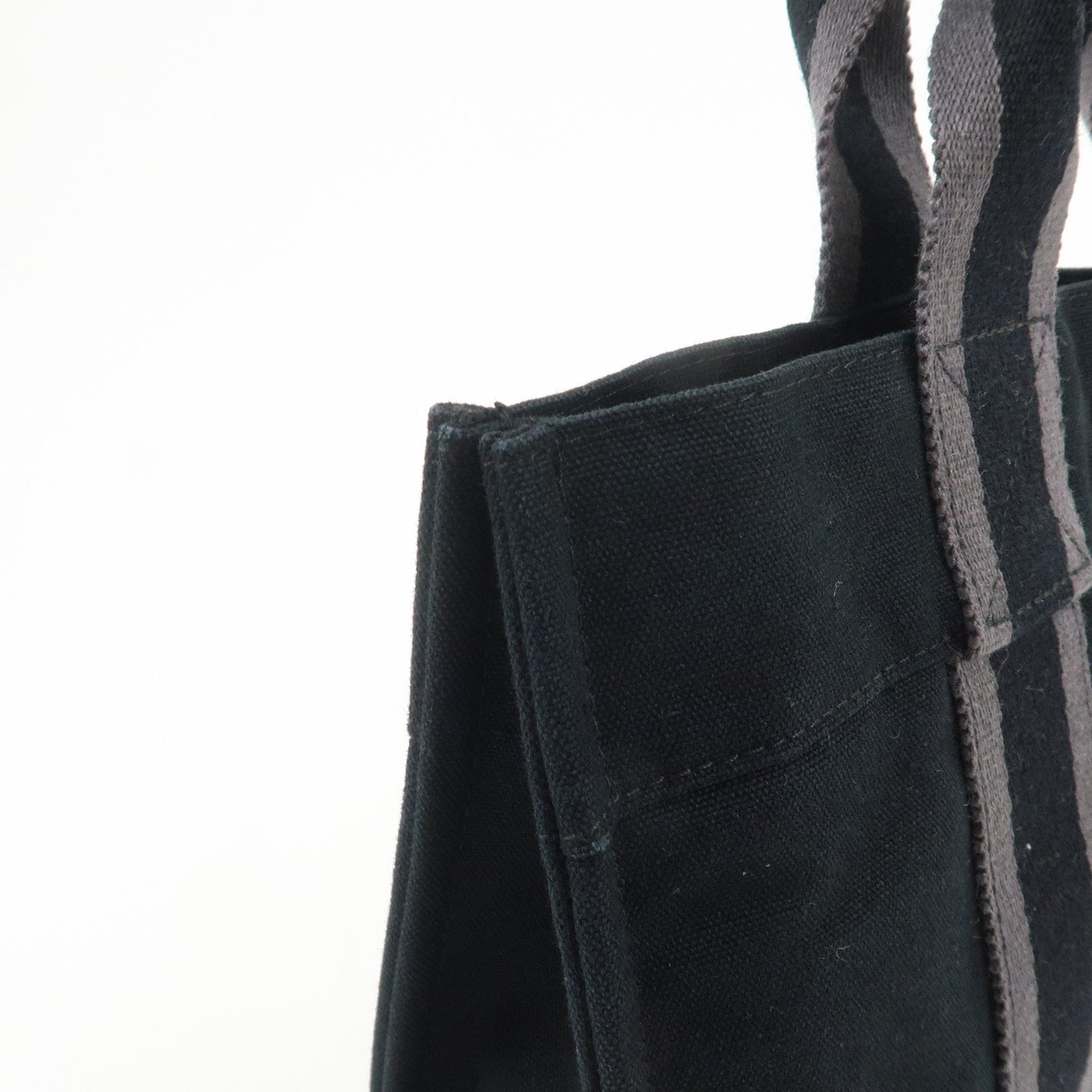 HERMES Fourre Tout PM Logo Canvas Tote Bag Hand Bag Black