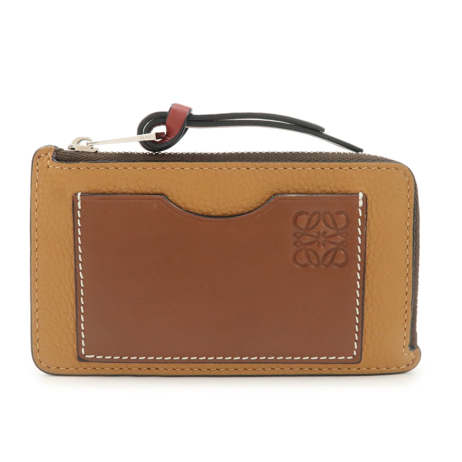 LOEWE Anagram Leather Coin Case Fragment Case Beige Brown