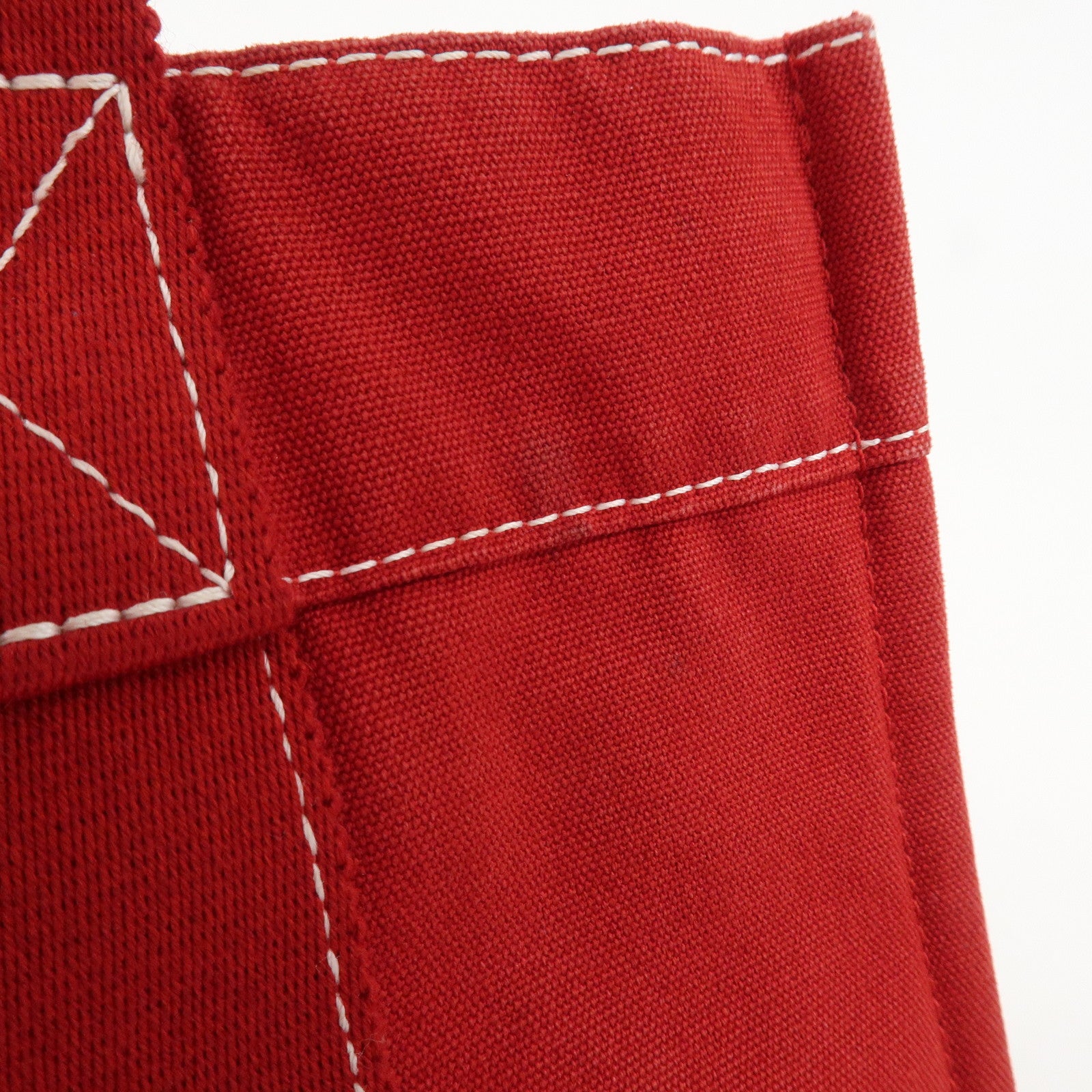 HERMES Deauville PM Canvas Tote Bag Hand Bag Red
