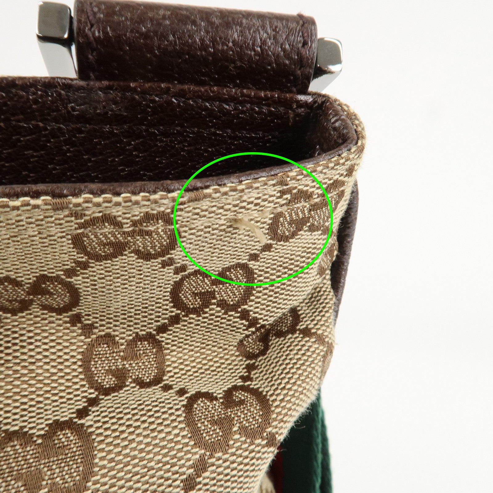 GUCCI Sherry GG Canvas Leather Shoulder Bag Beige Brown 169937