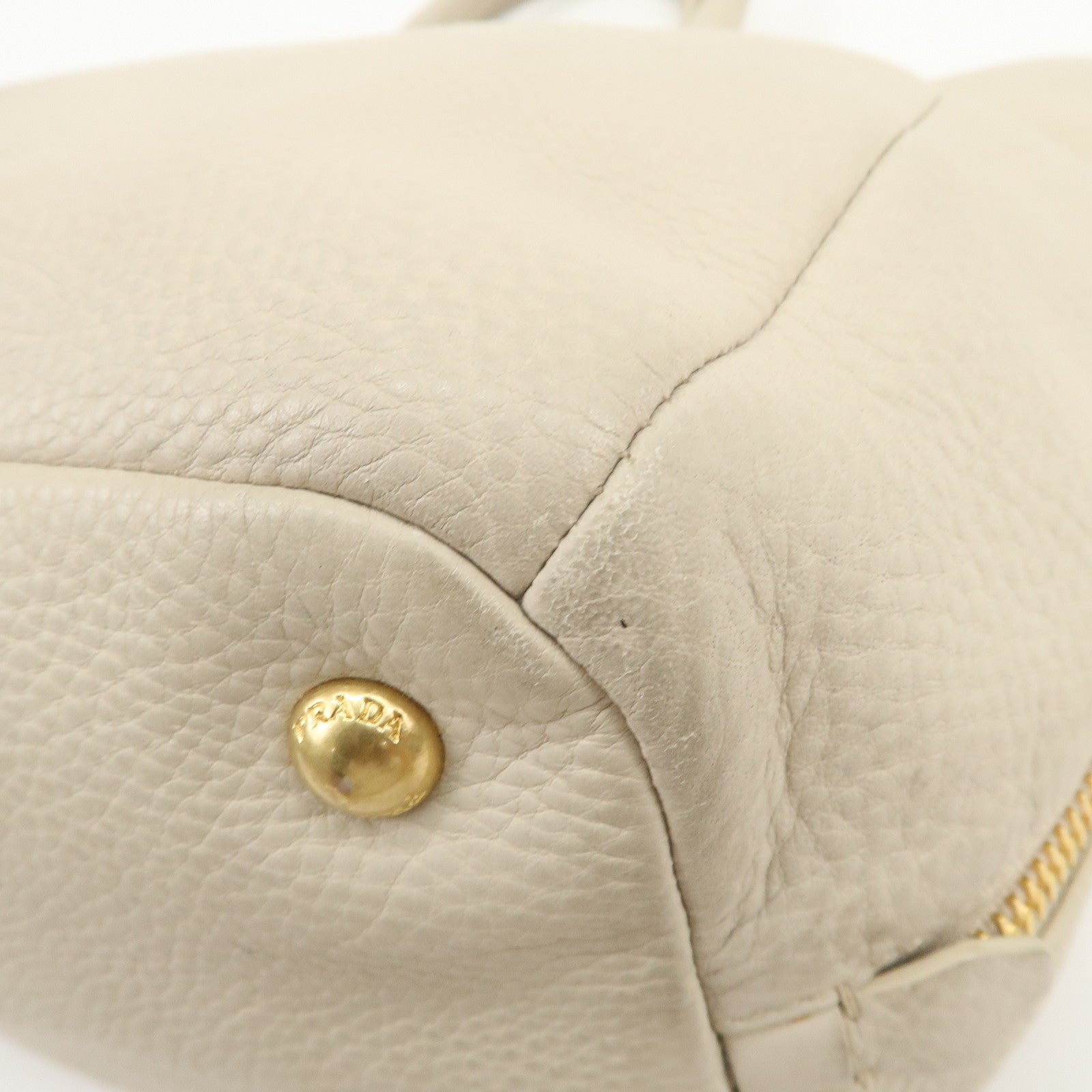 PRADA Logo 2Way Bag Hand Bag Shoulder Bag Ivory