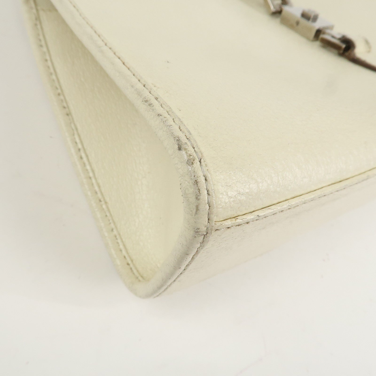 GUCCI Jackie Leather Shoulder Bag Hand Bag Ivory Silver HDW Used