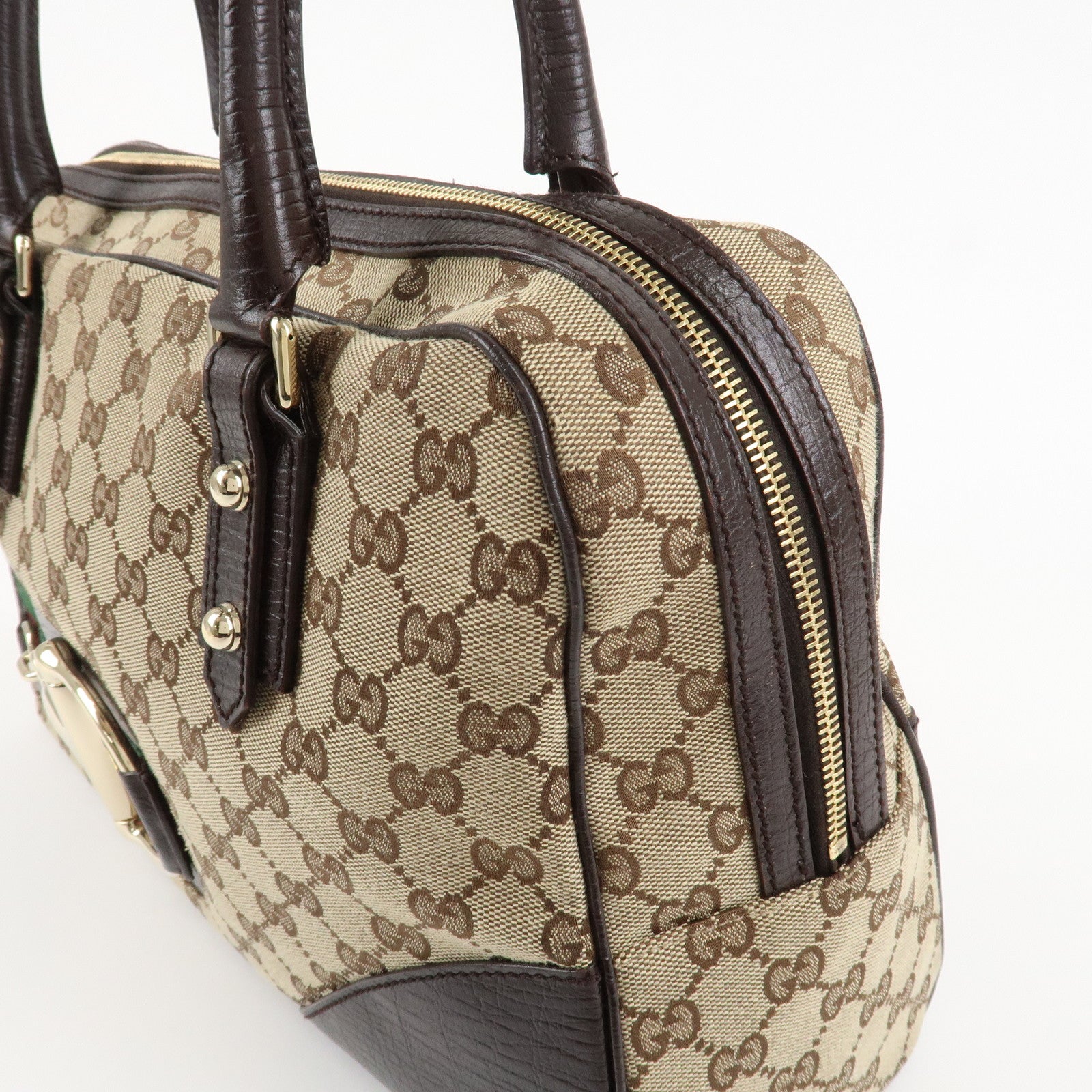 GUCCI Horsebit Sherry GG Canvas Leather Shoulder Bag Beige Brown 141503 Used