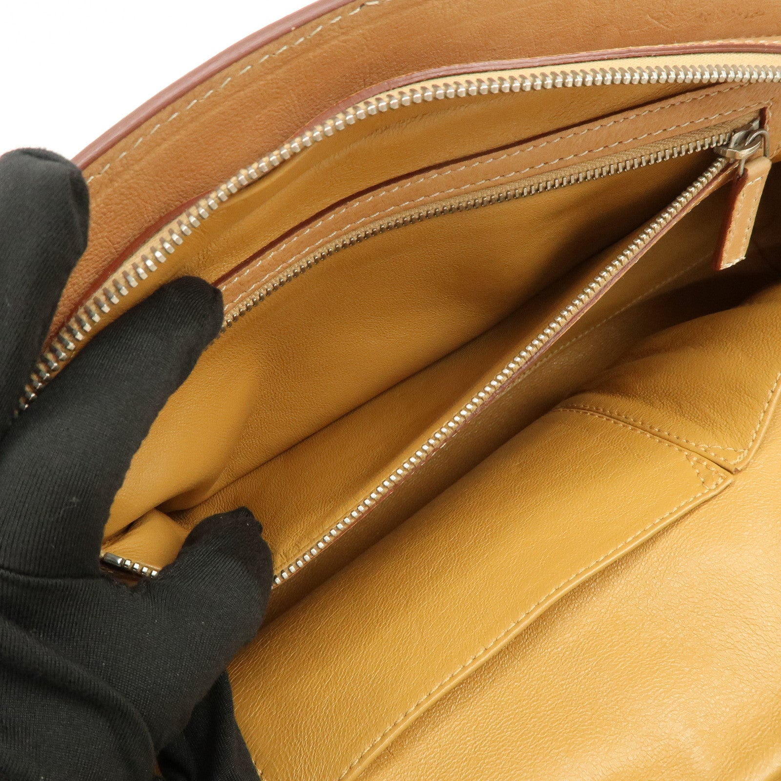 Christian Dior Logo Leather Shoulder Bag Hand Bag Brown
