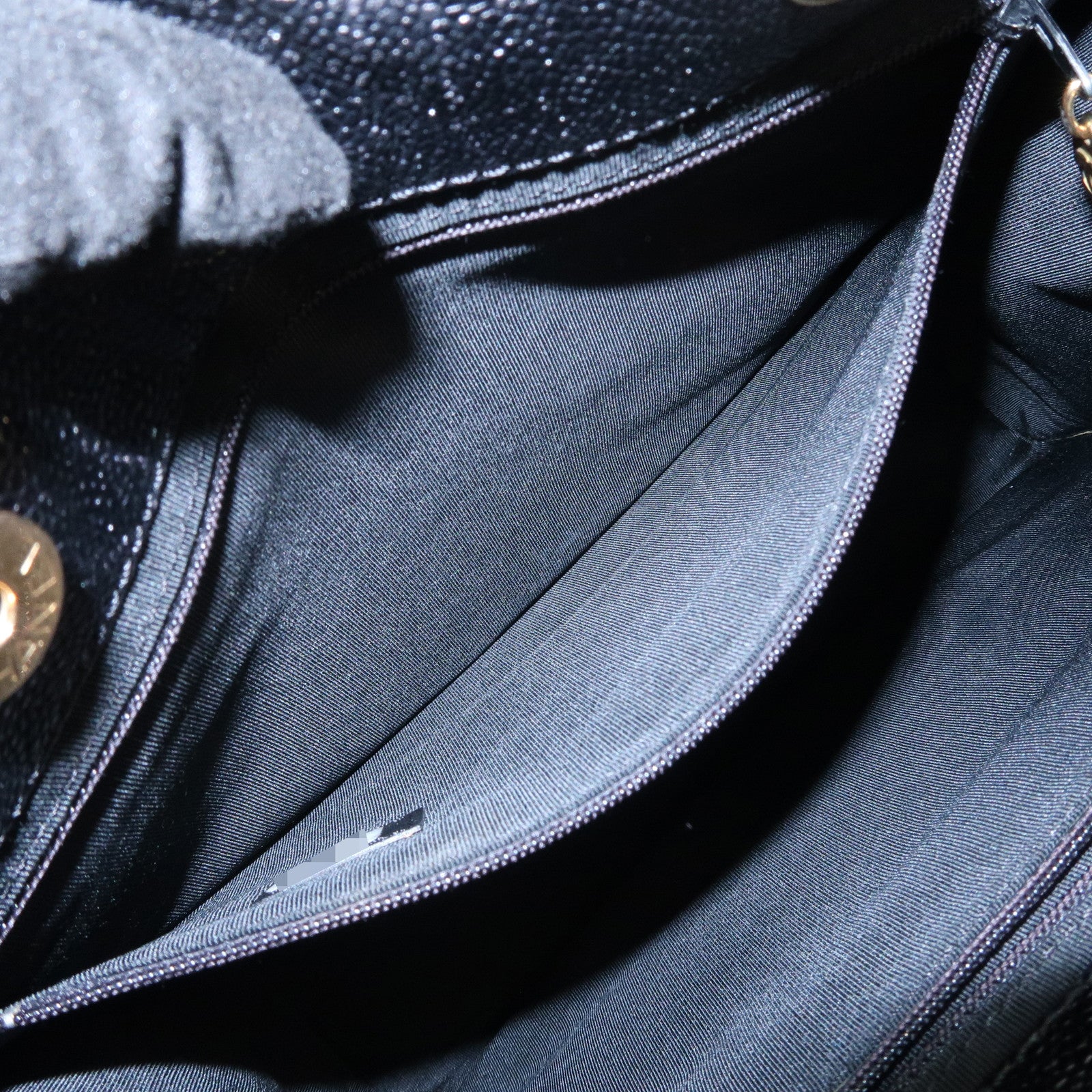 CHANEL Caviarskin Tote Bag Shoulder Bag Black Gold HDW Used