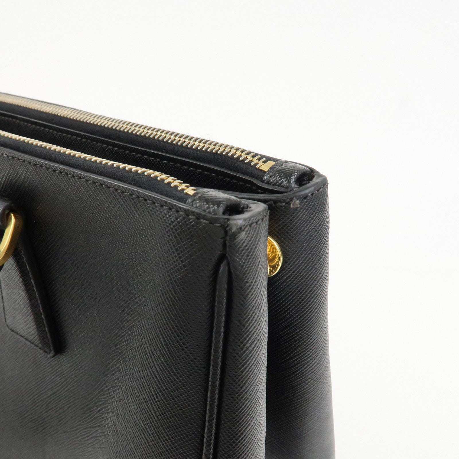 PRADA Triangle Logo Galleria Saffiano Leather 2Way Bag Black 1BA274