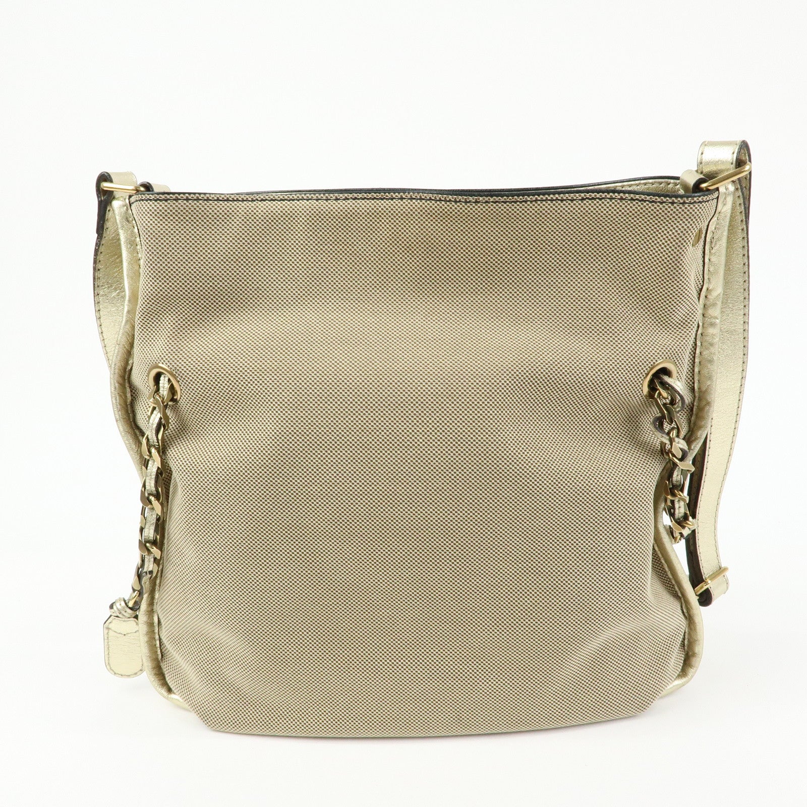 Chloe Harley Canvas Leather Shoulder Bag Crossbody Bag Beige Gold