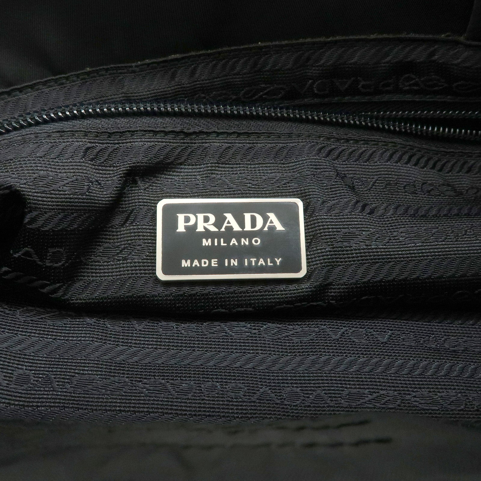 PRADA Triangle Logo Nylon Tote Bag Hand Bag Black B9024