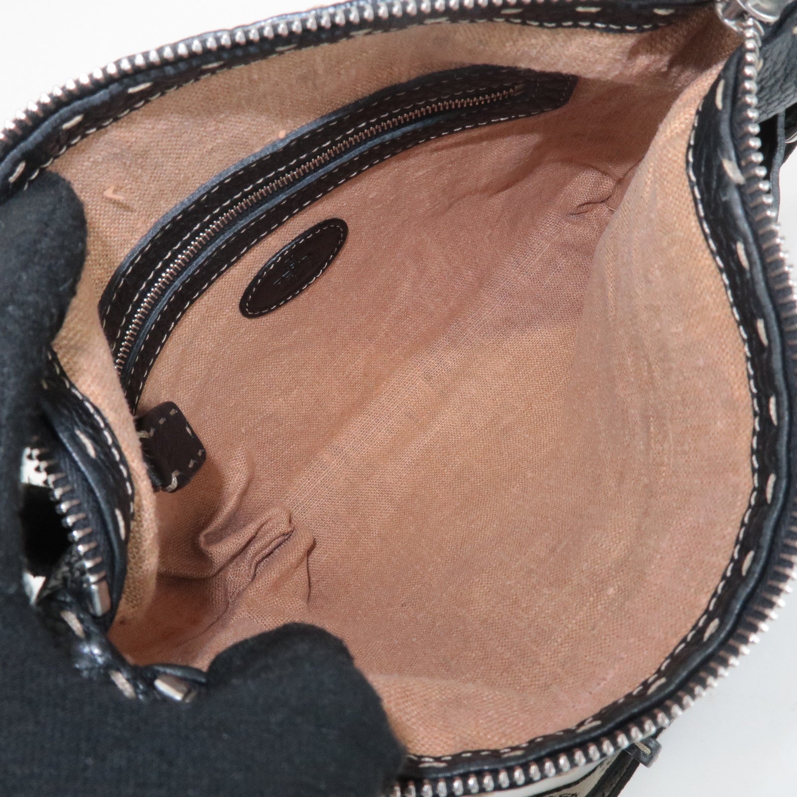 FENDI Selleria Leather Shoulder Bag Crossbody Bag Black 8BT092 Used