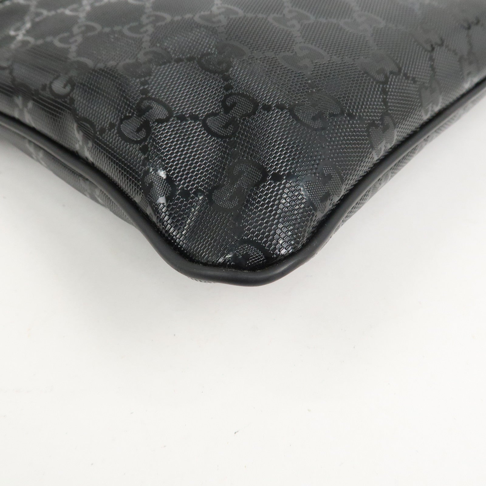 GUCCI GG Imprime Monogram PVC Shoulder Bag Cross Body Bag Black 295257