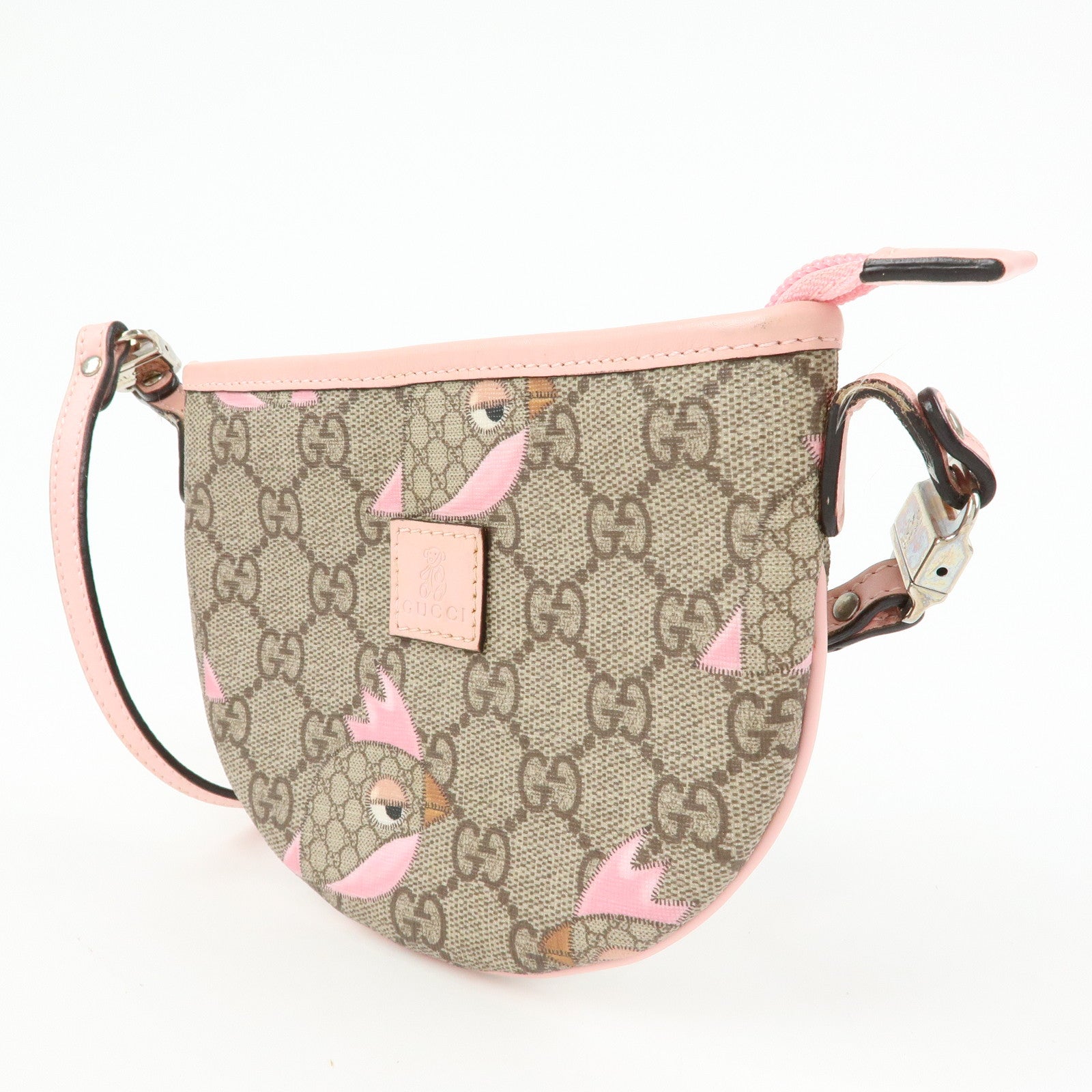 GUCCI Childrens GG Supreme Leather Shoulder Bag Beige Pink 297540