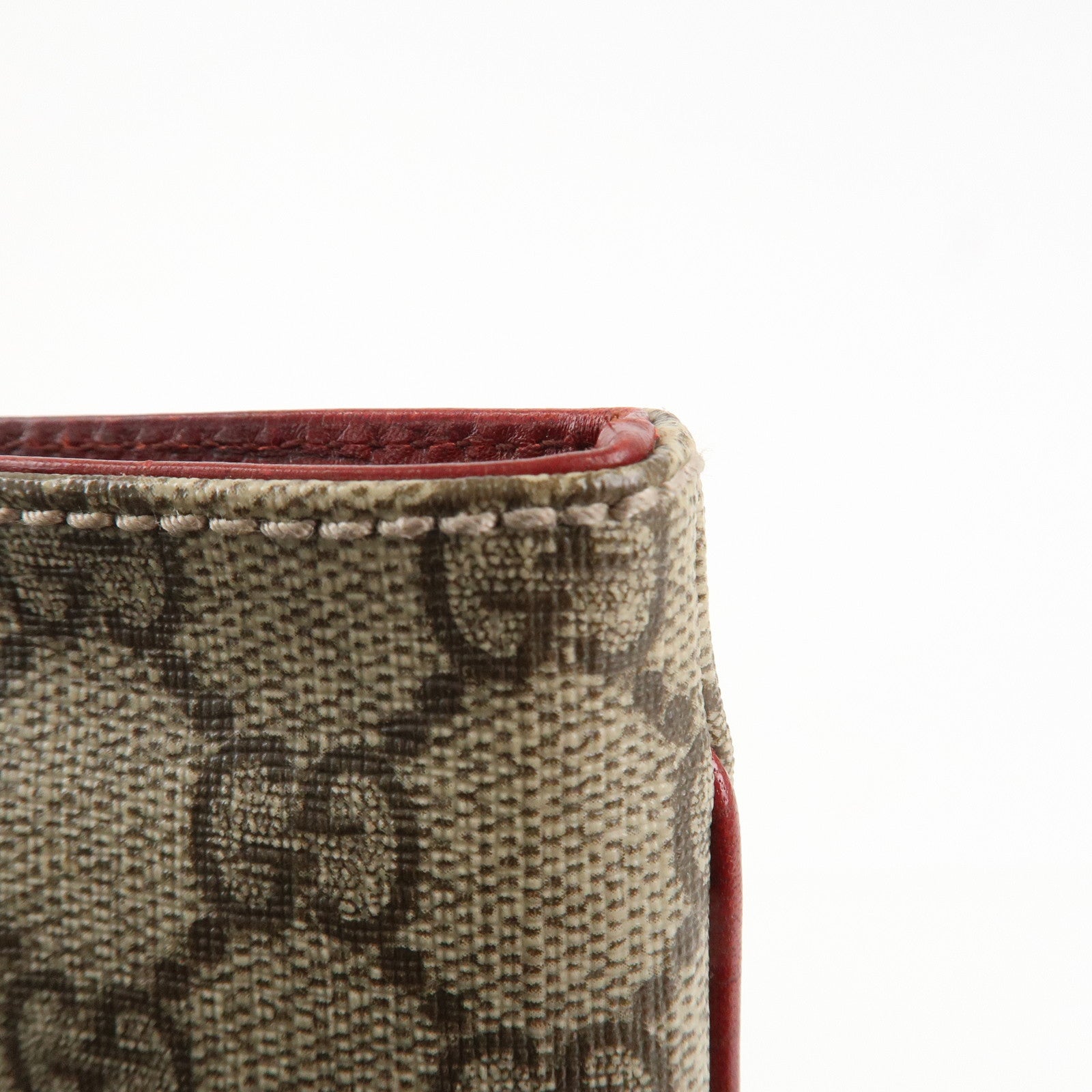 GUCCI Gucci GG Supreme Leather Tote Bag Hand Bag Beige Red 117551