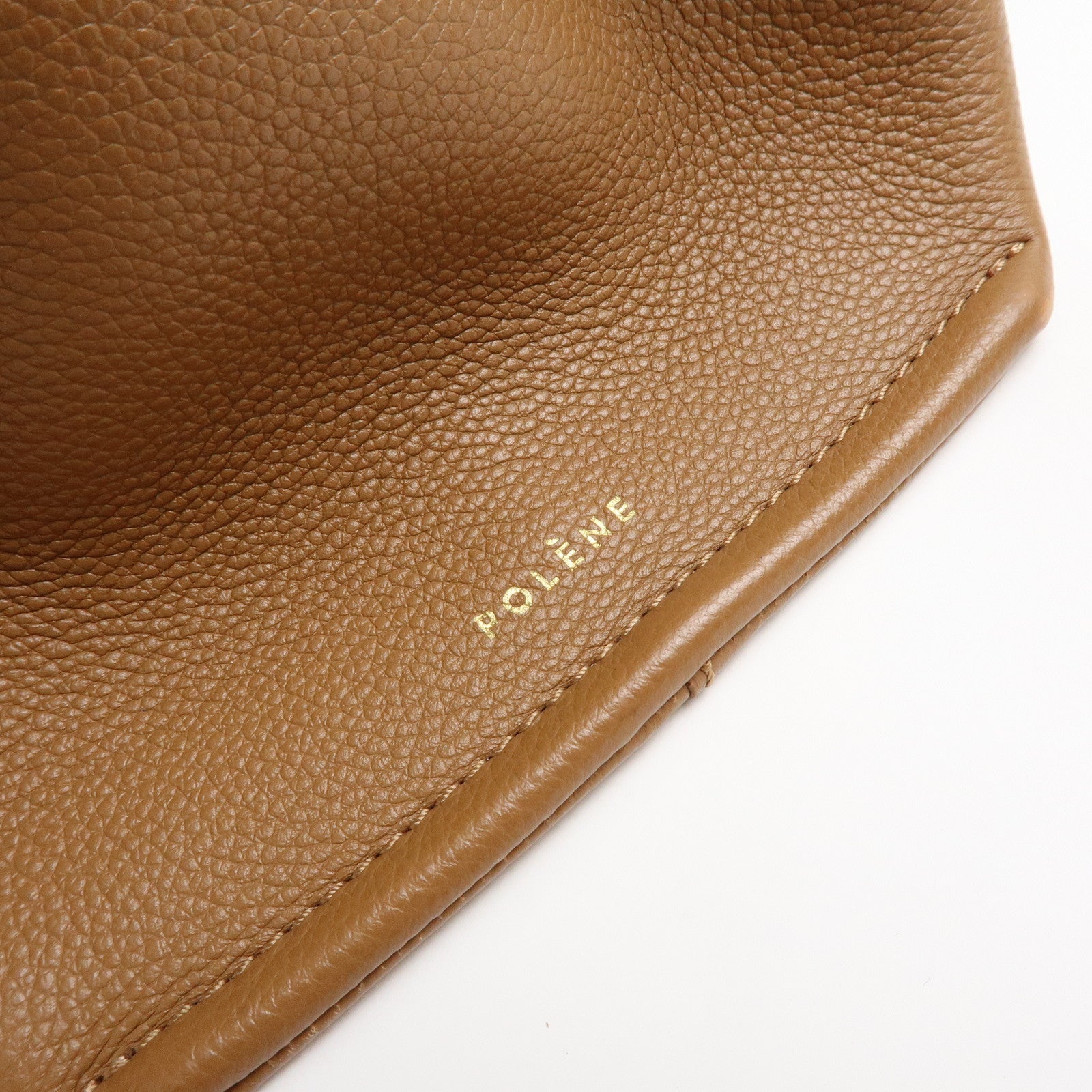 Polene Numero Neuf Grained Calf Leather 2Way Hand Bag Camel