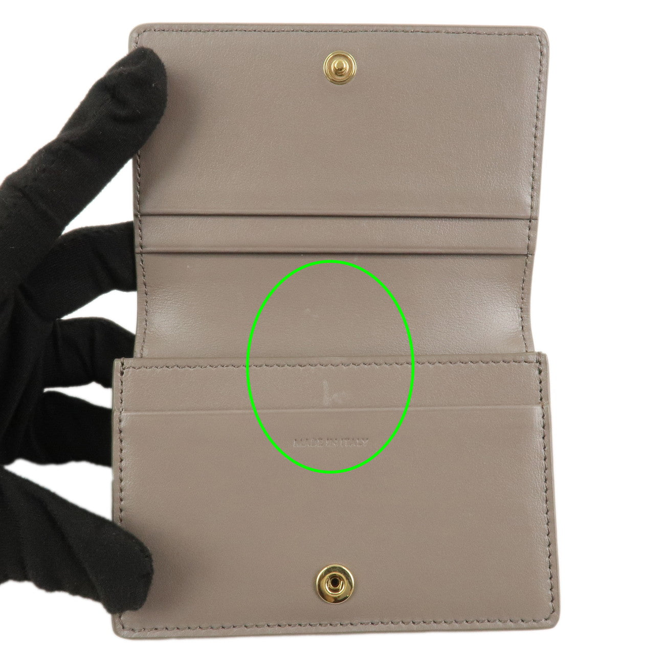 CELINE Leather Card Case Card Holder Gray
