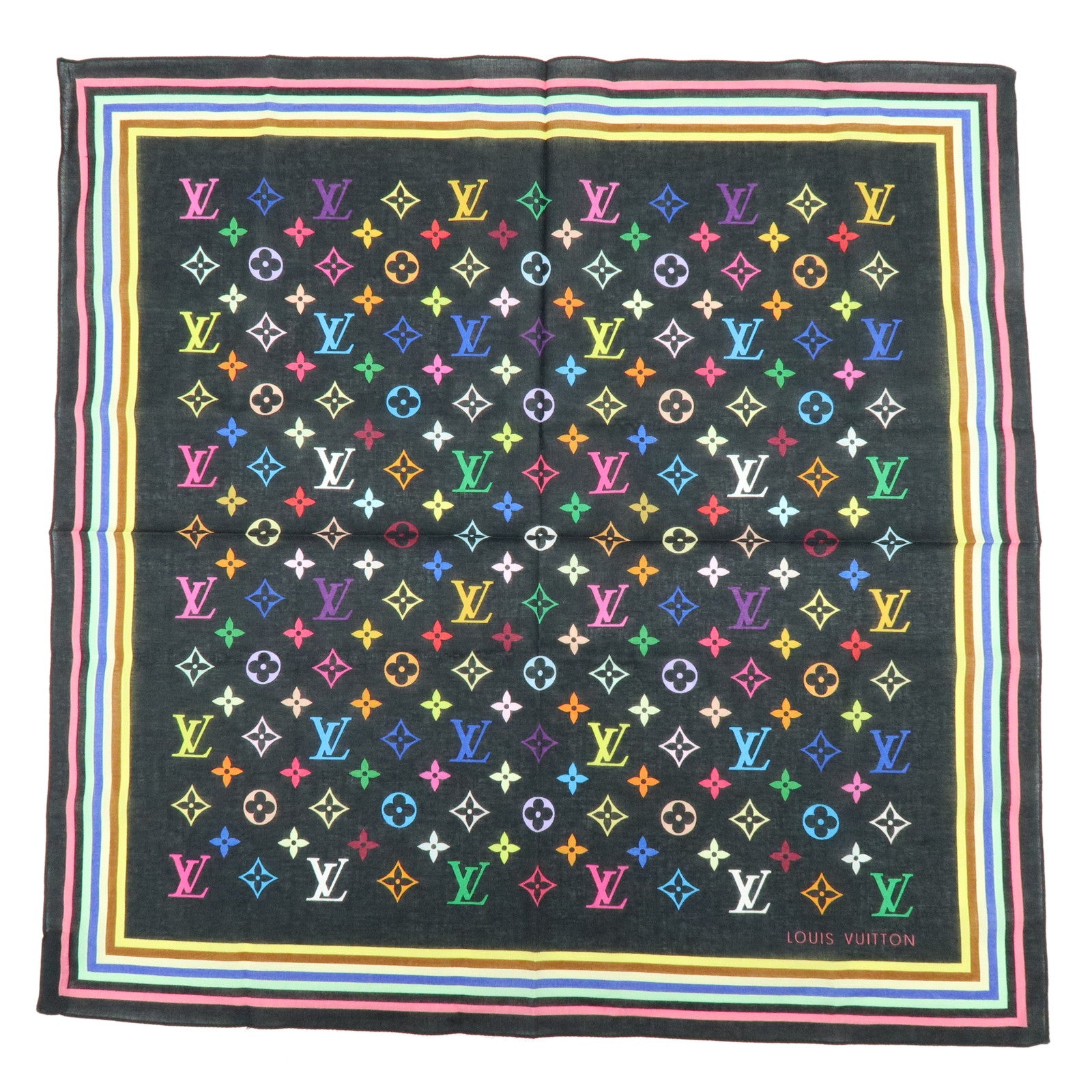 Louis Vuitton Monogram Multicolor Cotton 100・・Handkerchief M71912