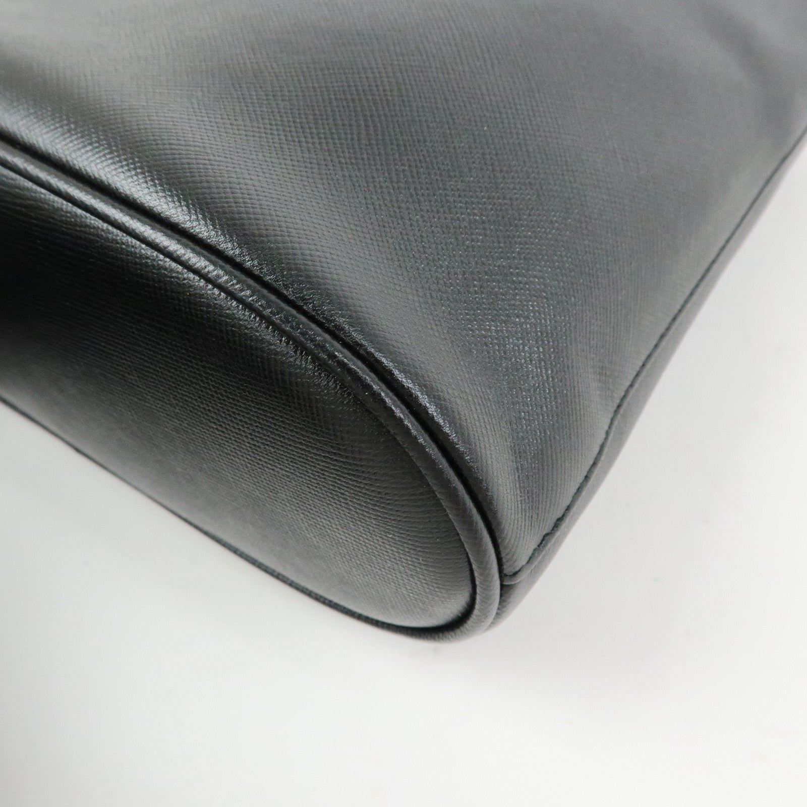 Ferragamo Gancini Leather Tote Bag Hand Bag Bucket Bag Black