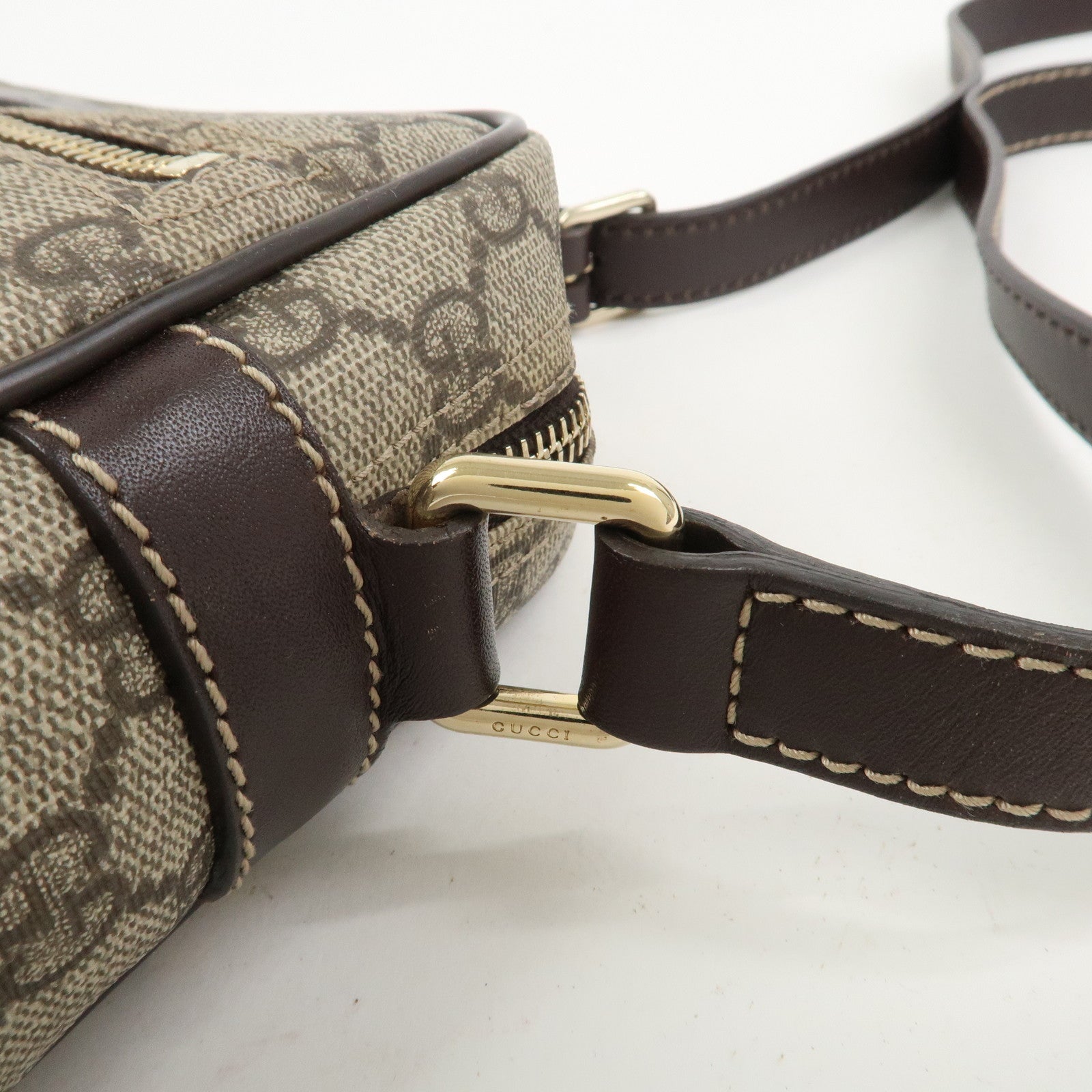 GUCCI GG Supreme Leather Shoulder Bag Crossbody Bag Beige 233268