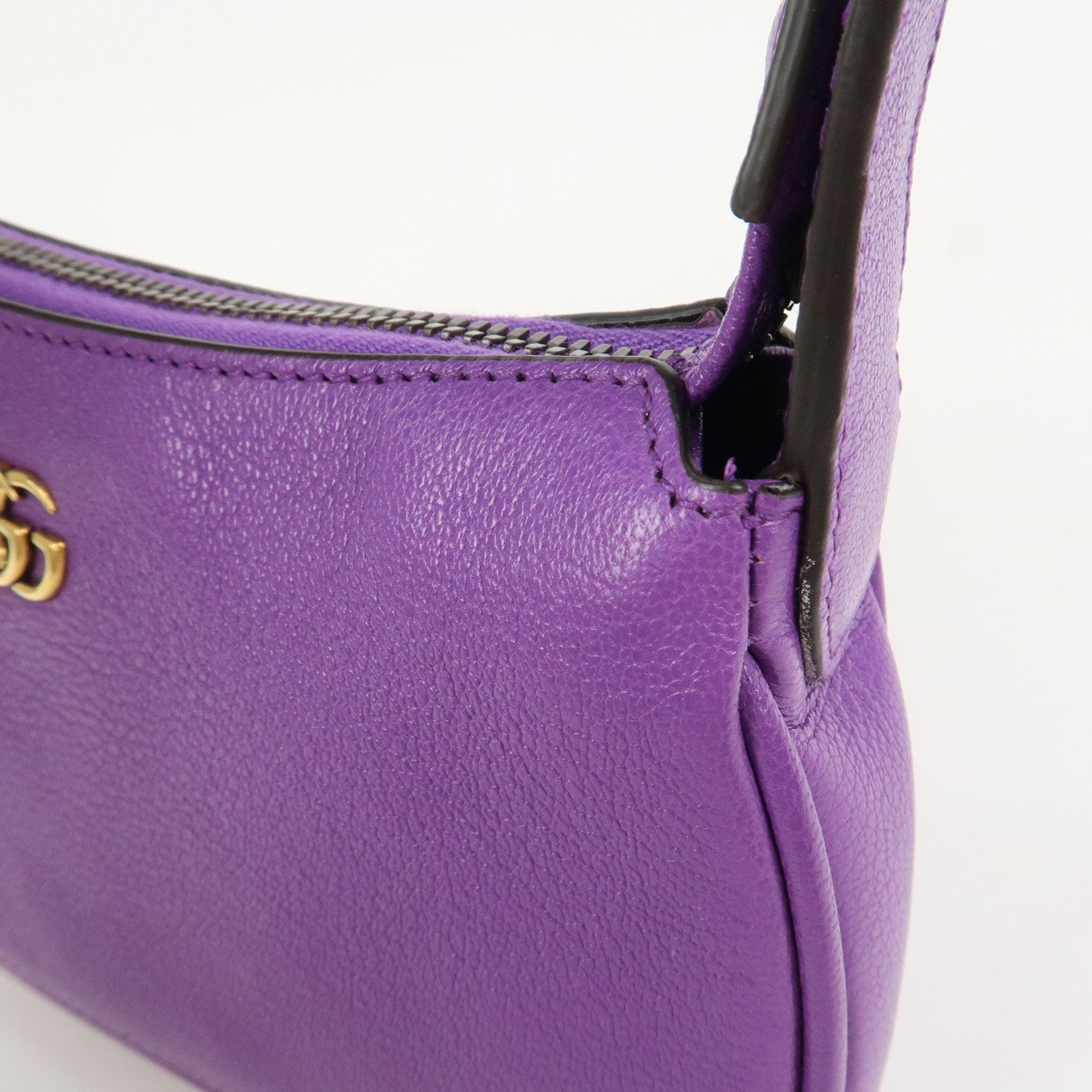 GUCCI GG Marmont Aphrodite Leather Small Hand Bag Purple 739076