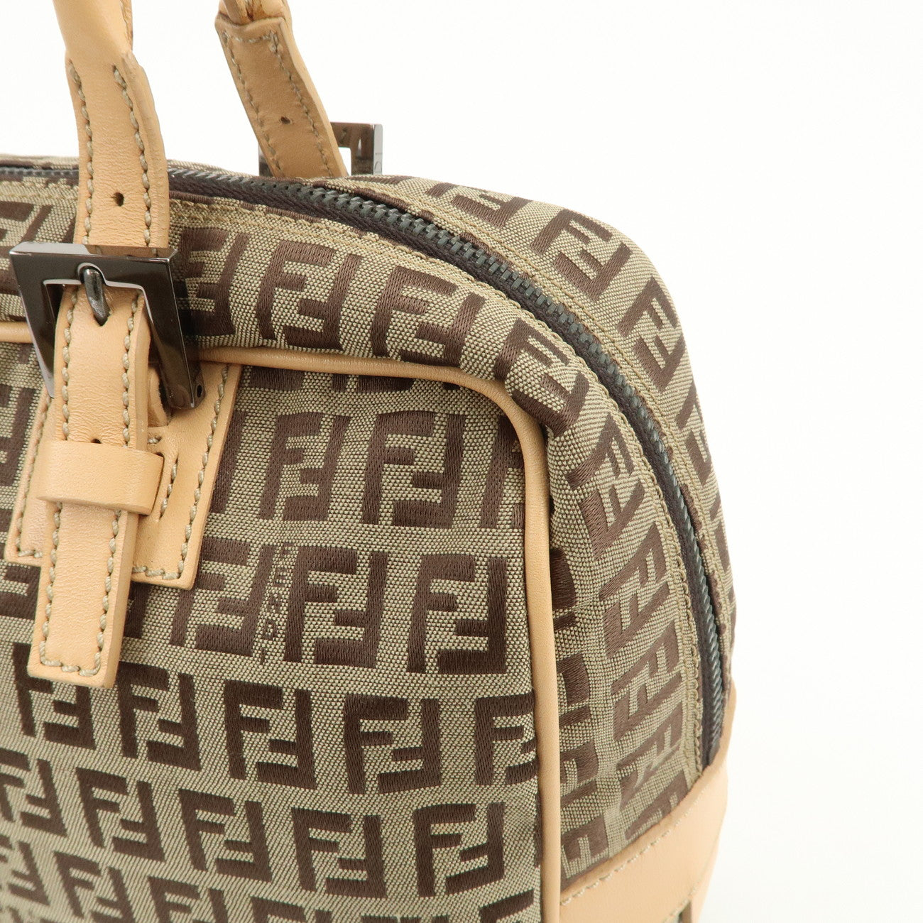 FENDI Zucchino Canvas Hand Bag Shoulder Bag Brown 8BN005