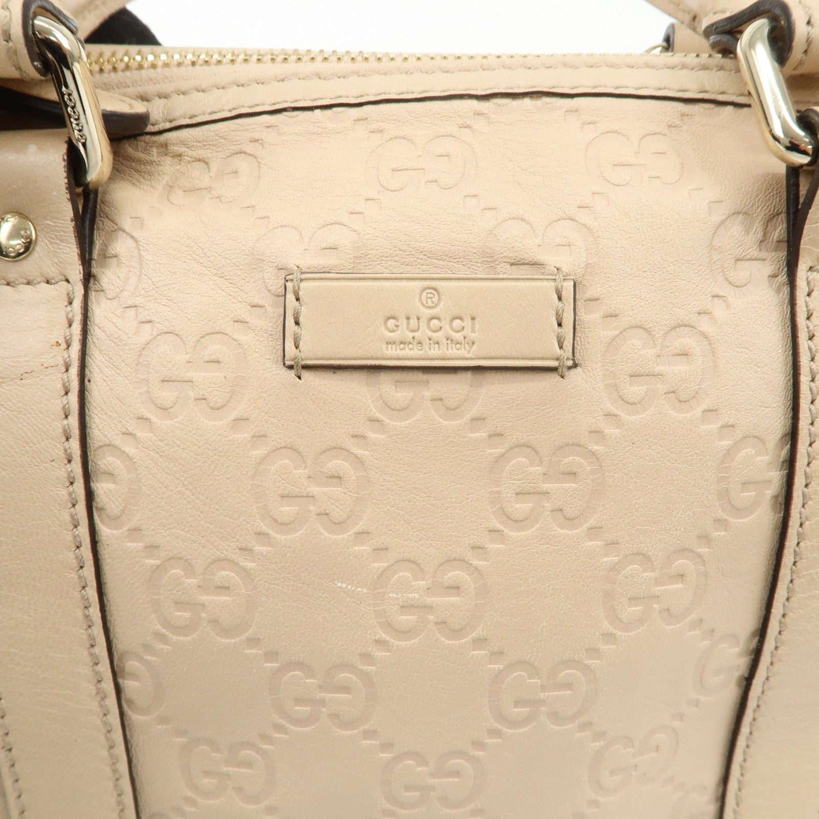 GUCCI Guccissima Leather Mini Boston Bag Pink Beige 193604
