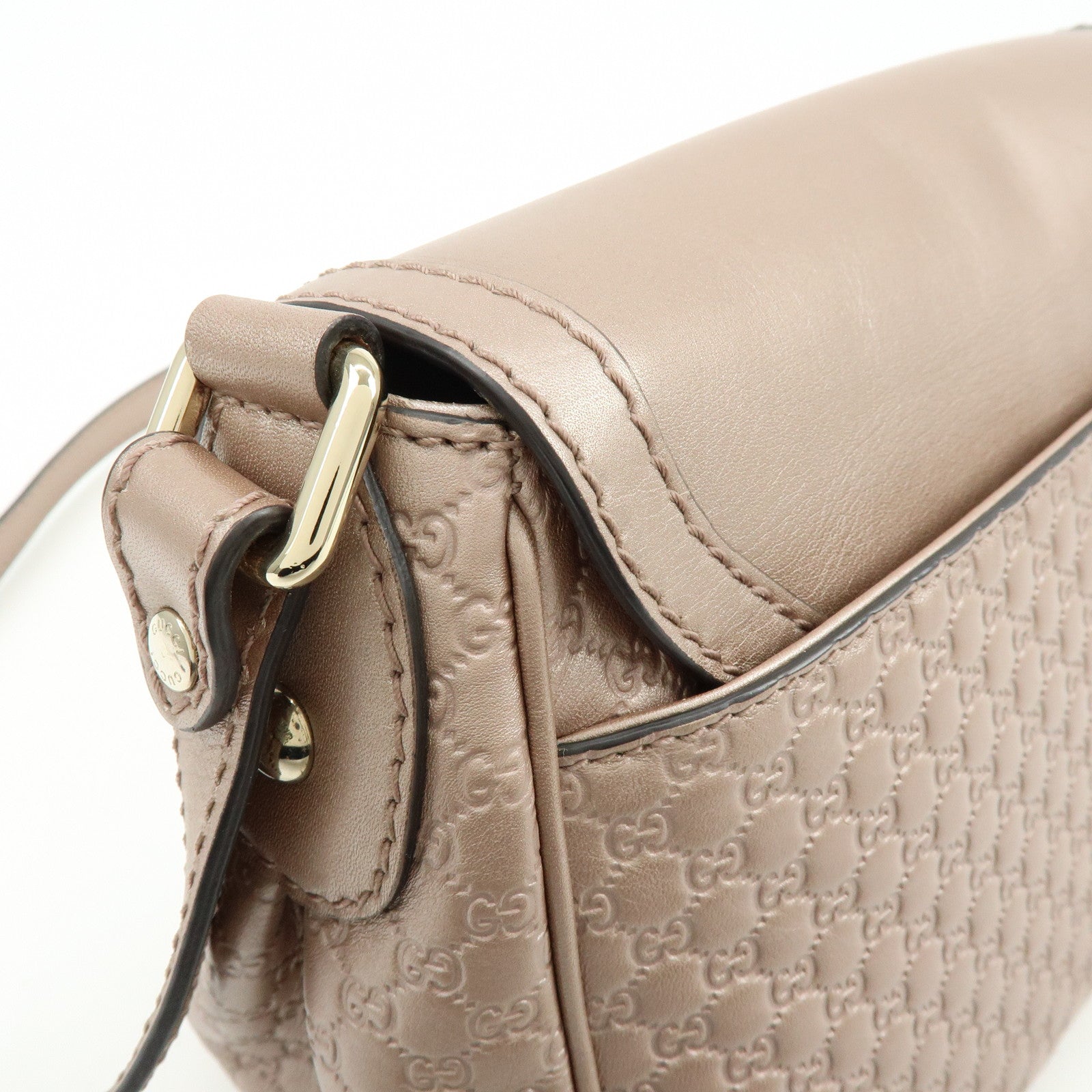 GUCCI Microguccissima Leather Shoulder Bag Metallic Pink 308452