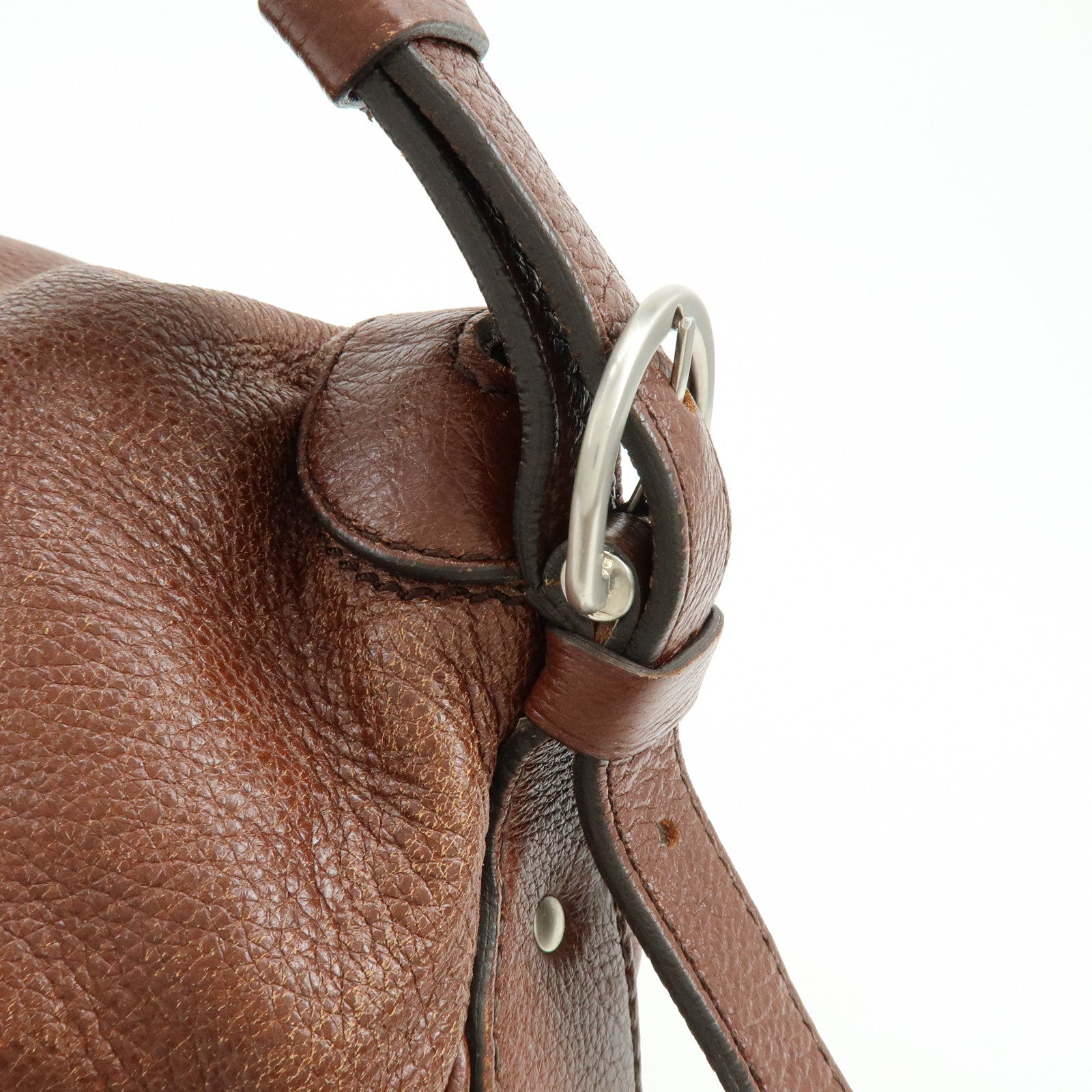 CELINE Tassel Leather Shoulder Bag Brown