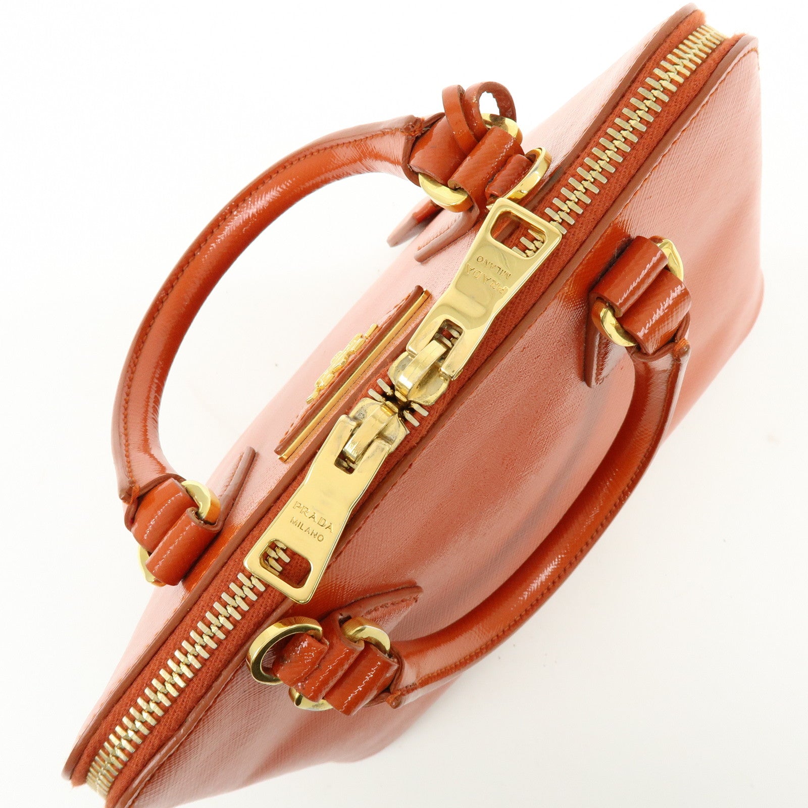 PRADA Triangle Logo Patent Leather 2Way Hand Shoulder Bag BL0838