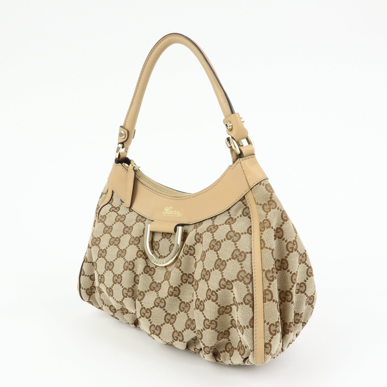 GUCCI Abbey GG Canvas Leather Shoulder Bag Hand Bag Beige 190525