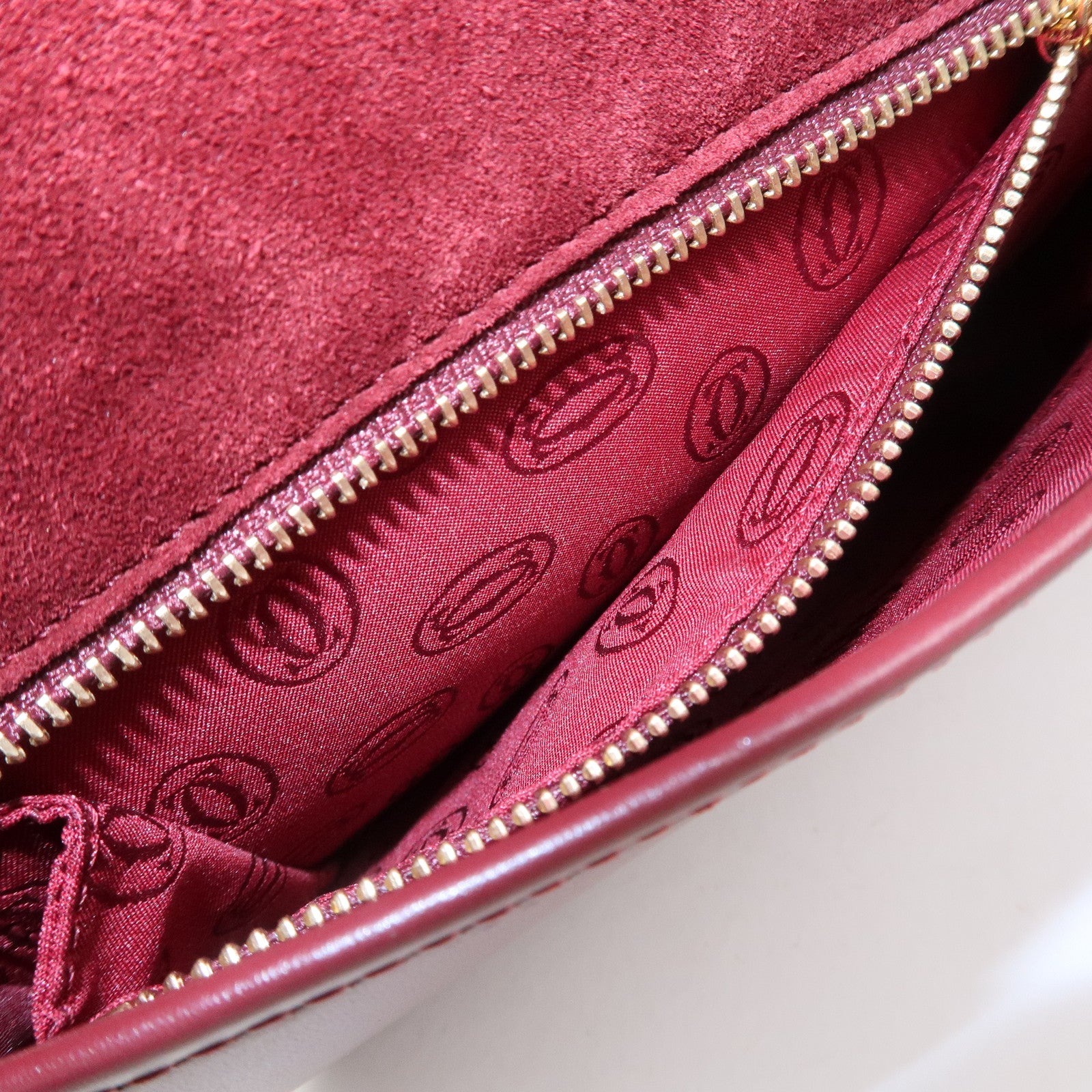 Cartier Must De Cartier Calf Leather Shoulder Bag Hand Bag Burgundy