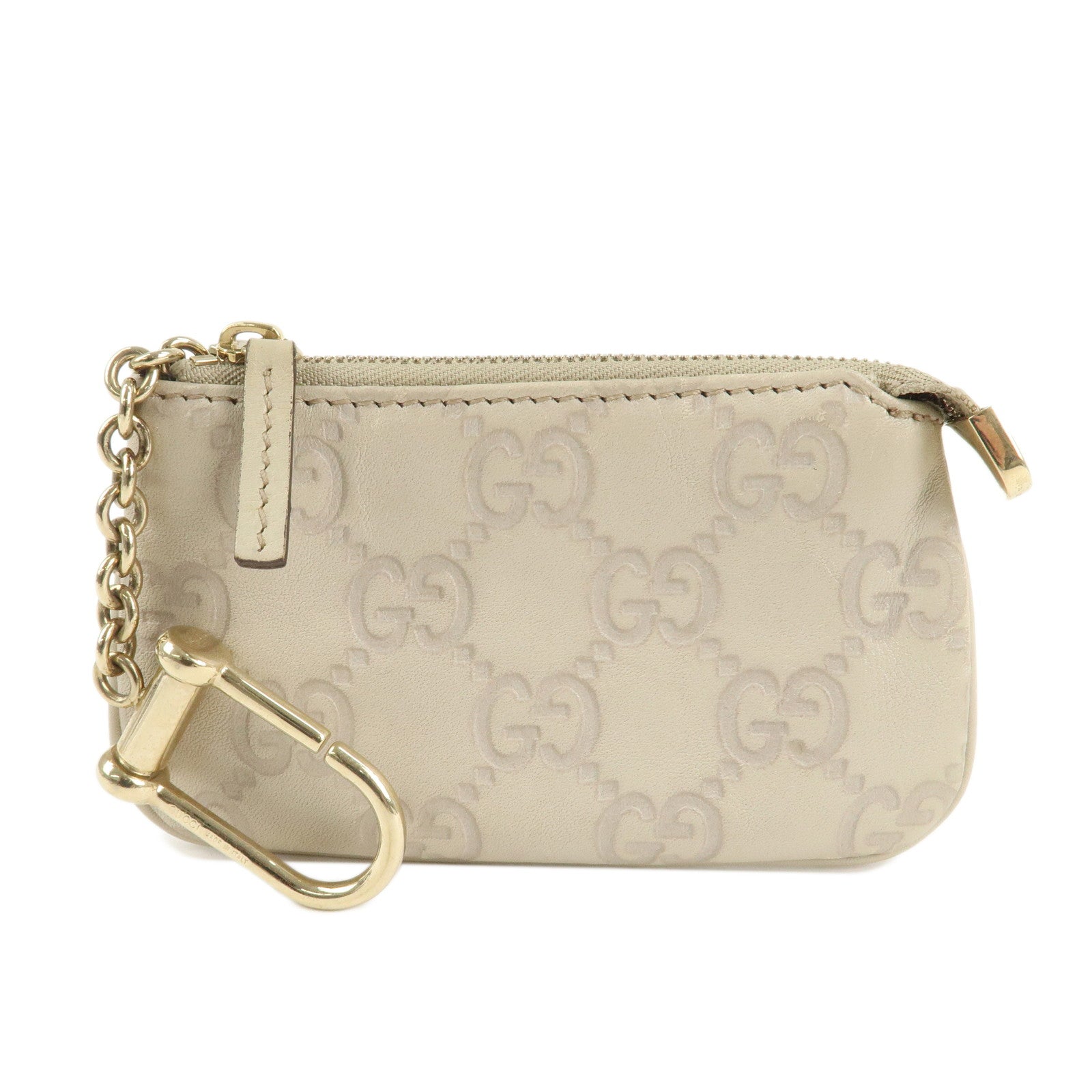 GUCCI Guccissima Leather Coin Case Key Case Ivory 233183 Used
