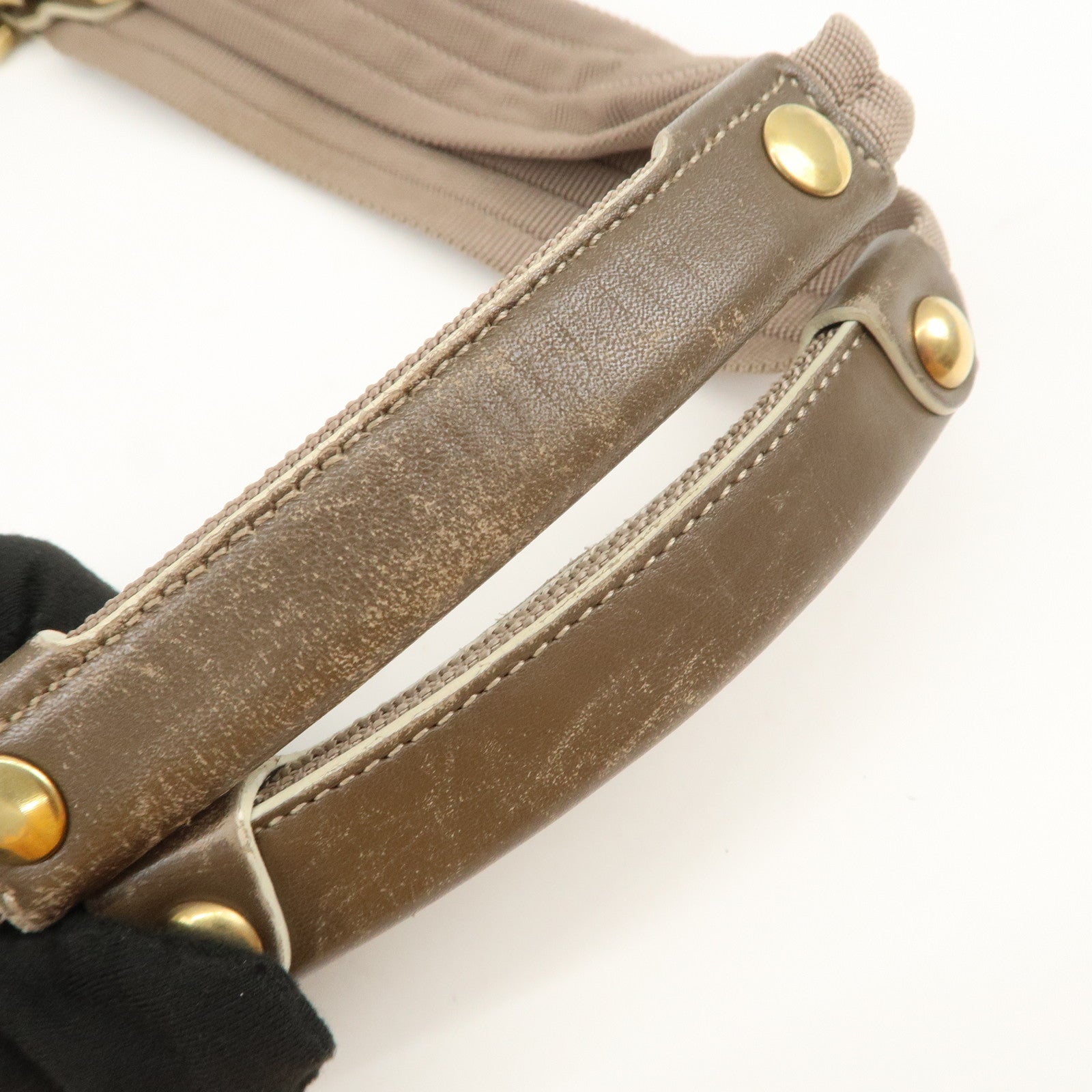 Ferragamo Gancini Canvas Leather Shoulder Bag Tote Bag Brown