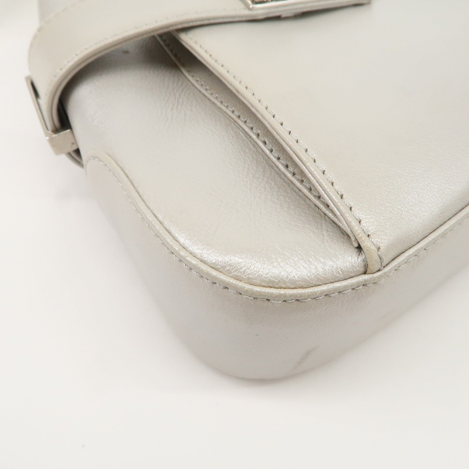 Ferragamo Gancini Leather Shoulder Bag Hand Bag Silver Used