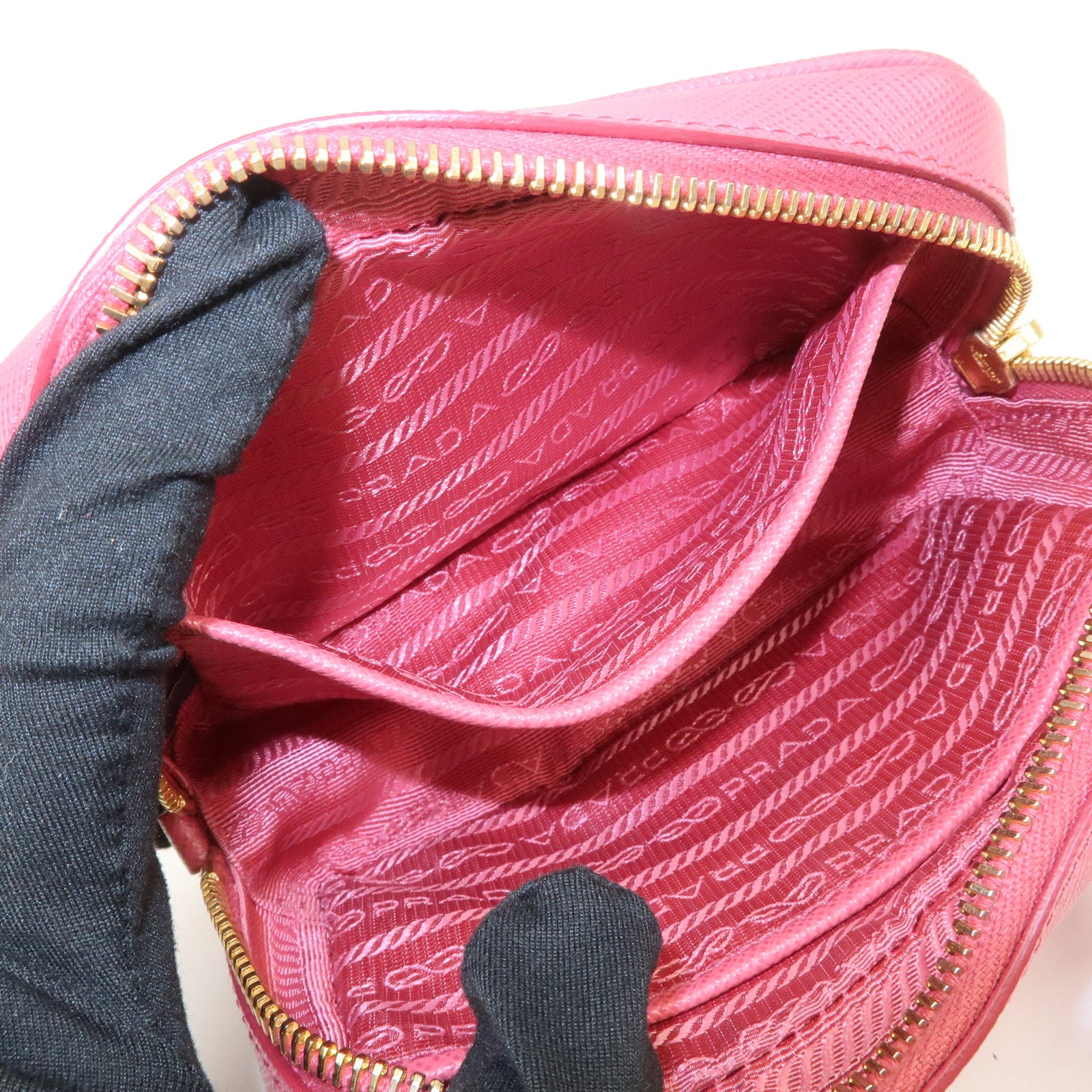 PRADA Saffiano Leather Ribbon Mini Shoulder Bag Camera Bag 1N1674