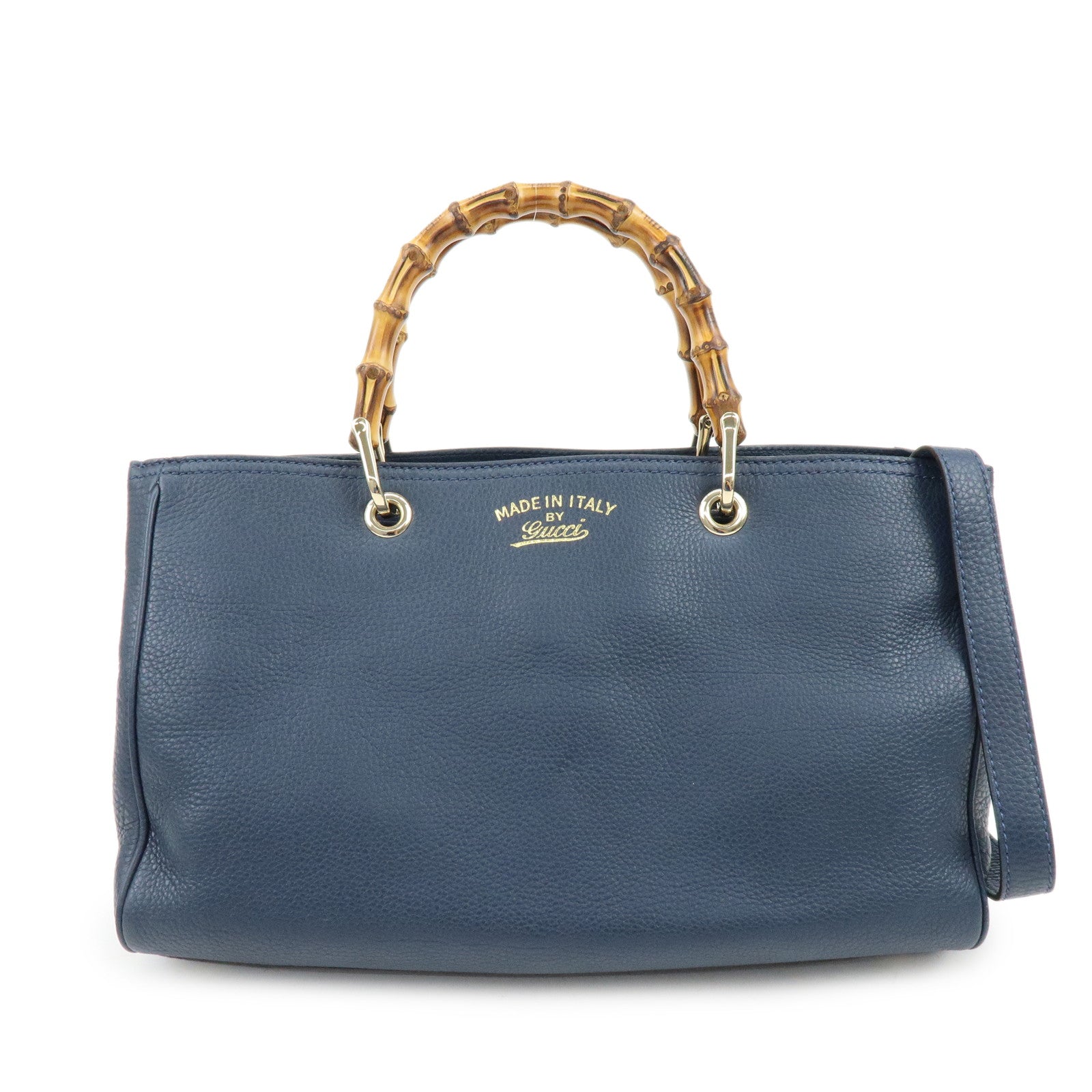 GUCCI Bamboo Shopper Medium 2Way Bag Shoulder Bag Navy 323660