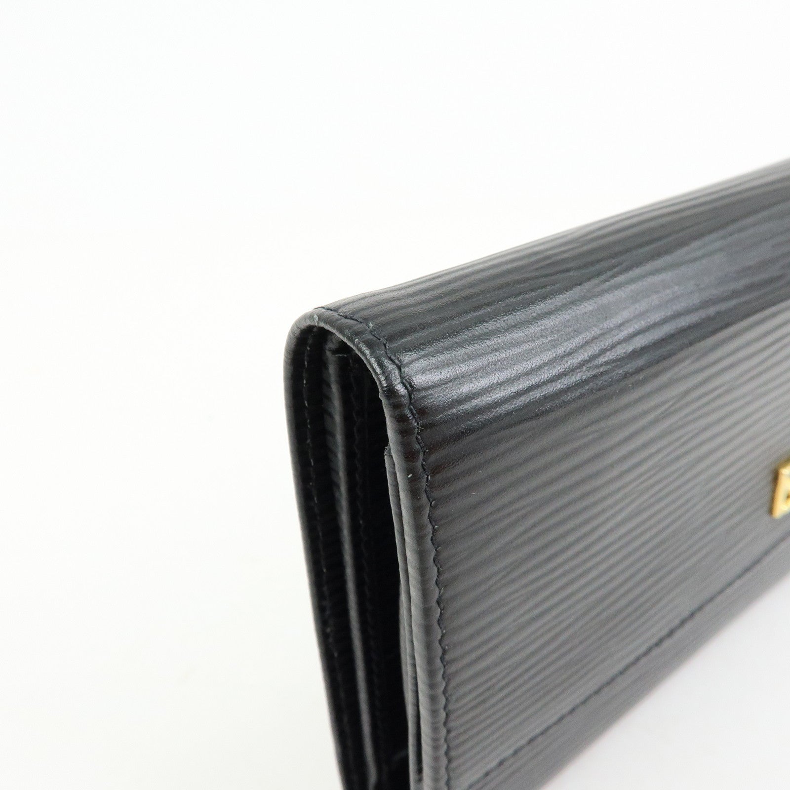 FENDI Embossed Leather Long Flap Wallet Black 30858