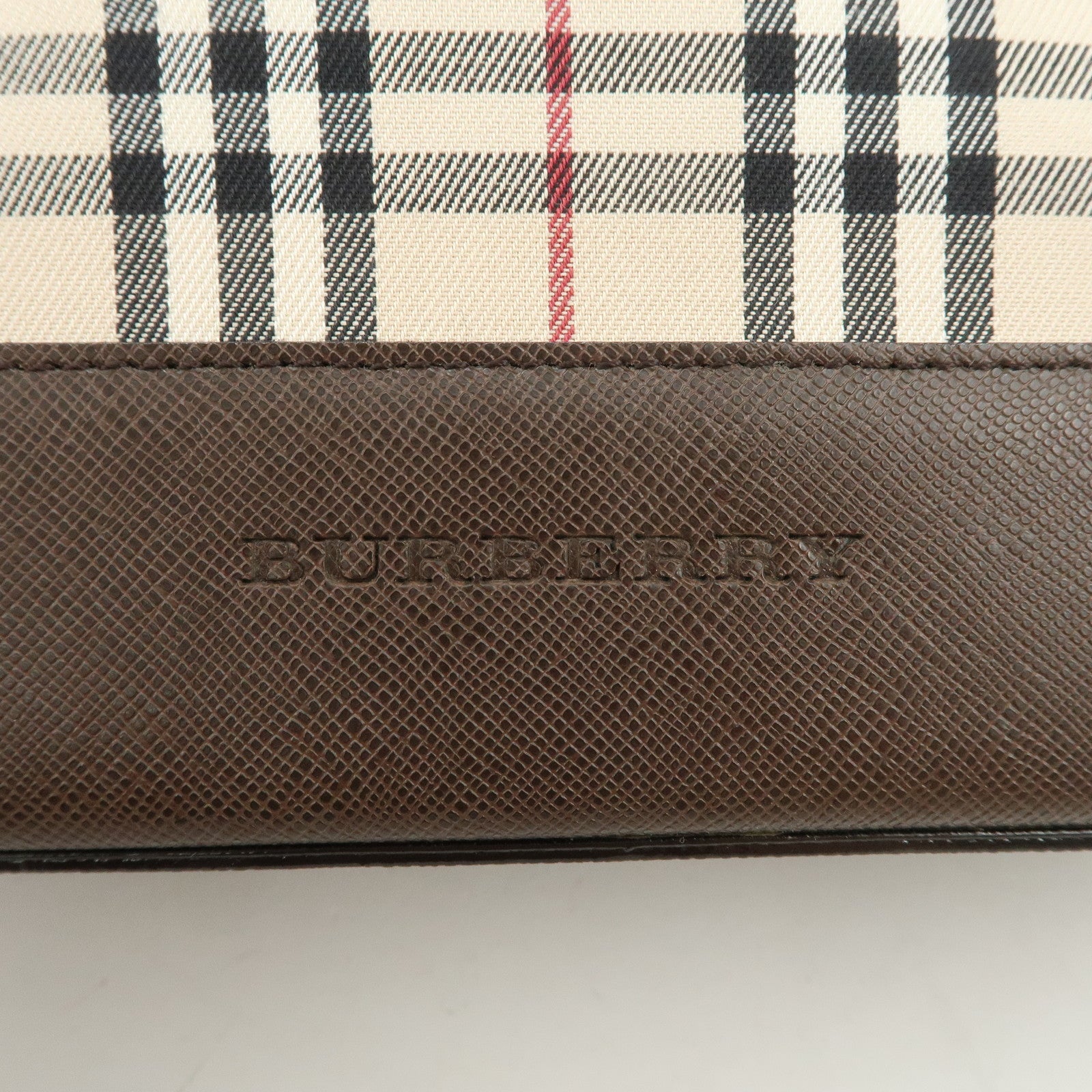 BURBERRY Nova Plaid Canvas Leather Shoulder Bag Hand Bag Beige