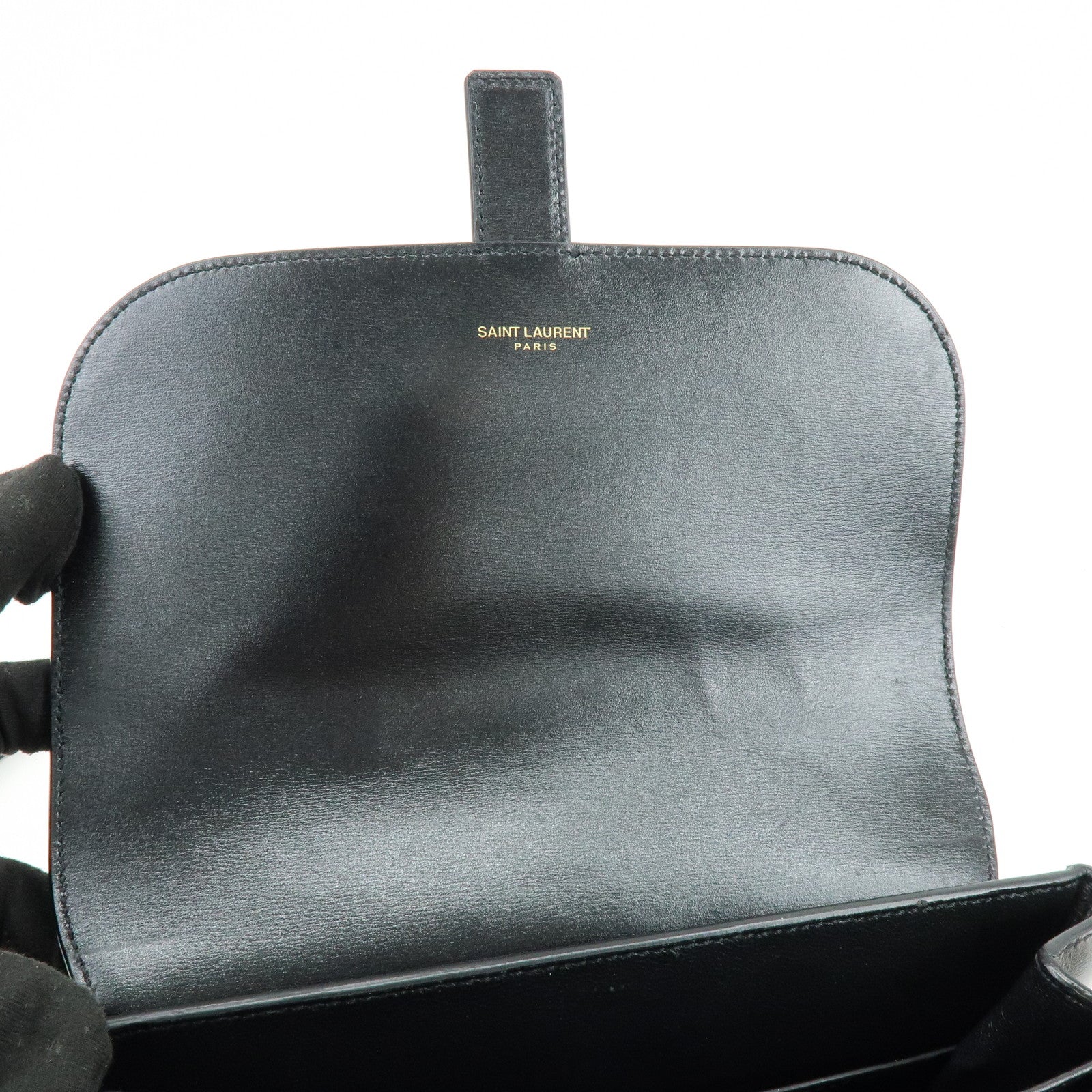 SAINT LAURENT PARIS Le Monogram Suede Leather Shoulder Bag Black