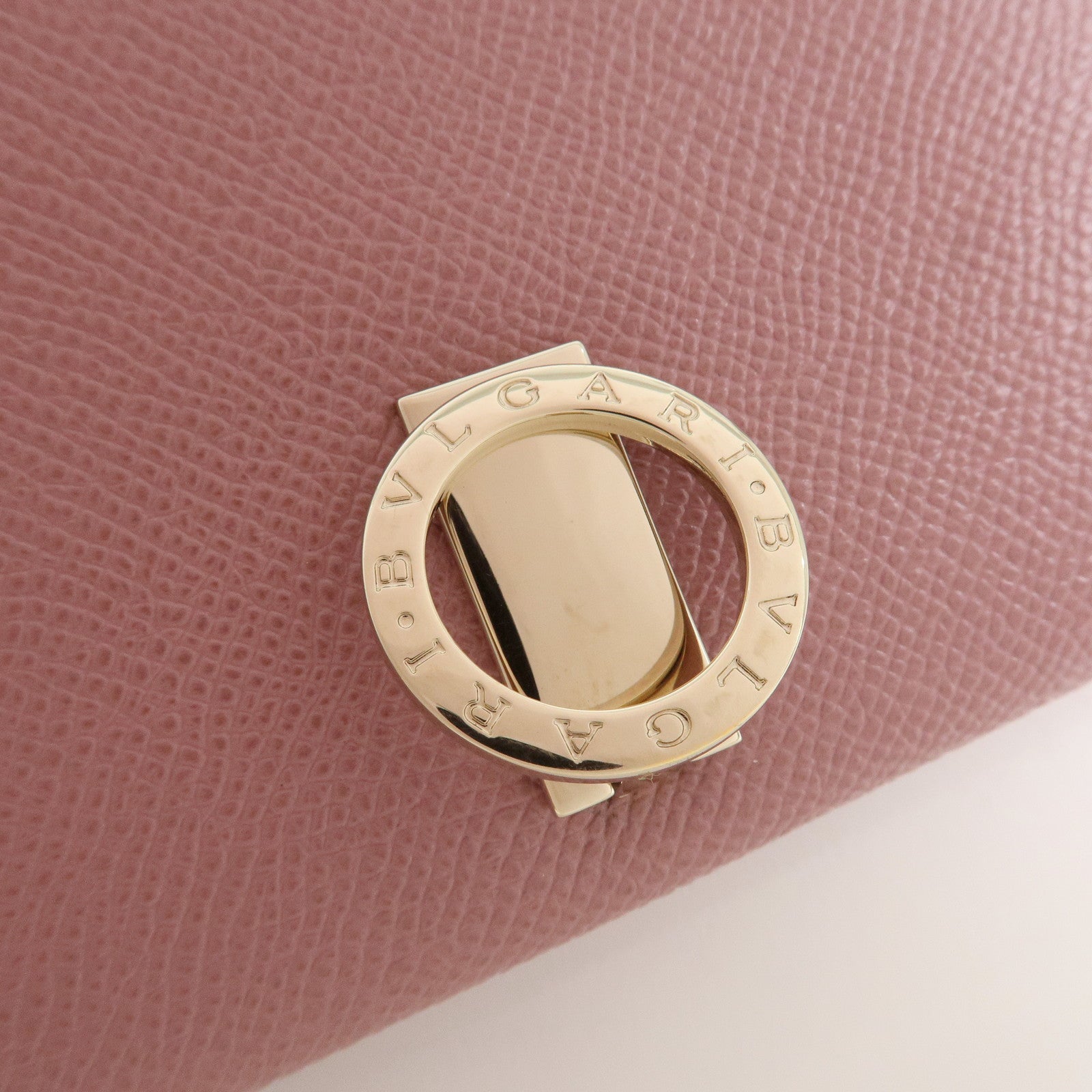 BVLGARI Logo Leather Bi-Fold Long Wallet Light Purple