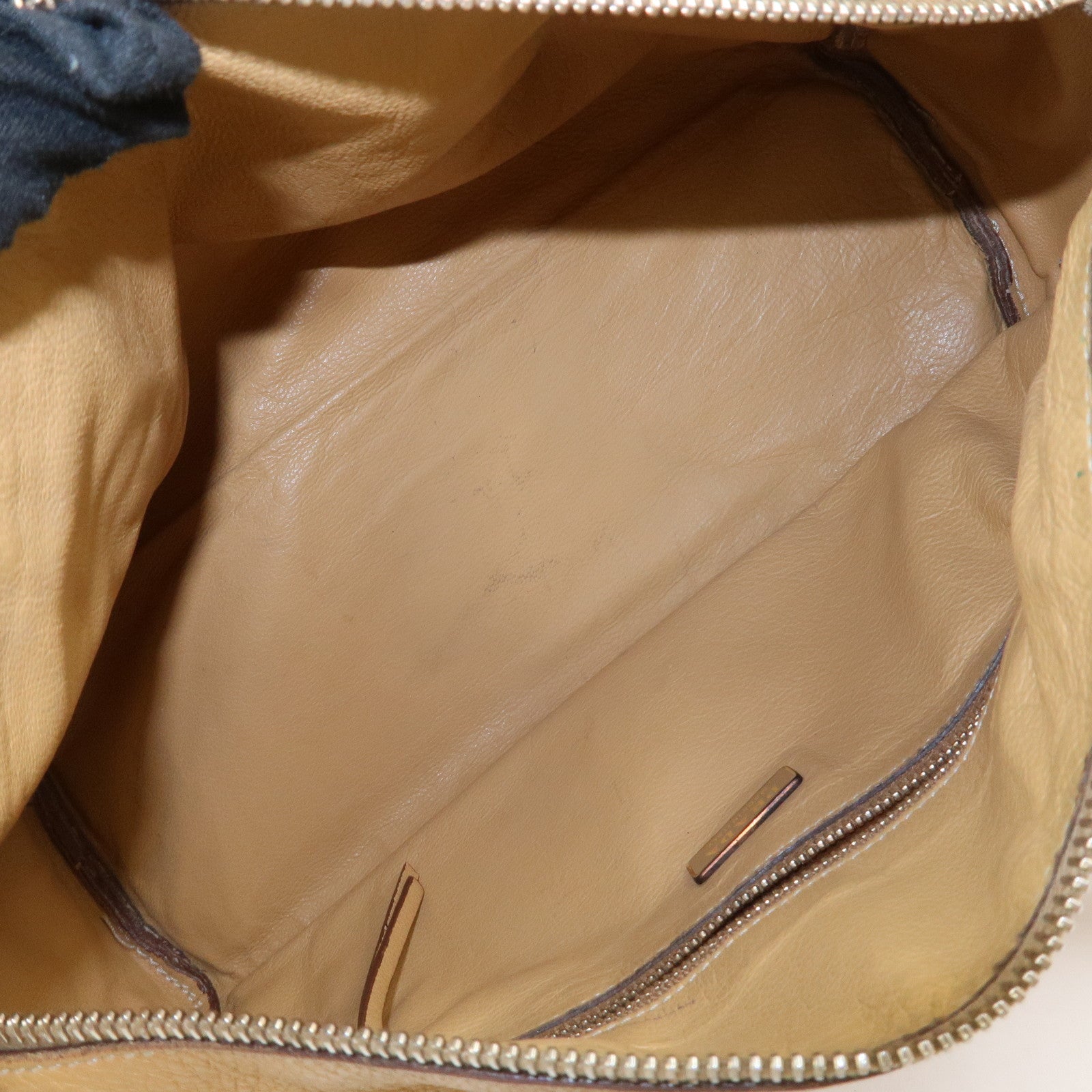 PRADA Leather Hand Bag Boston Bag Hand Bag Beige