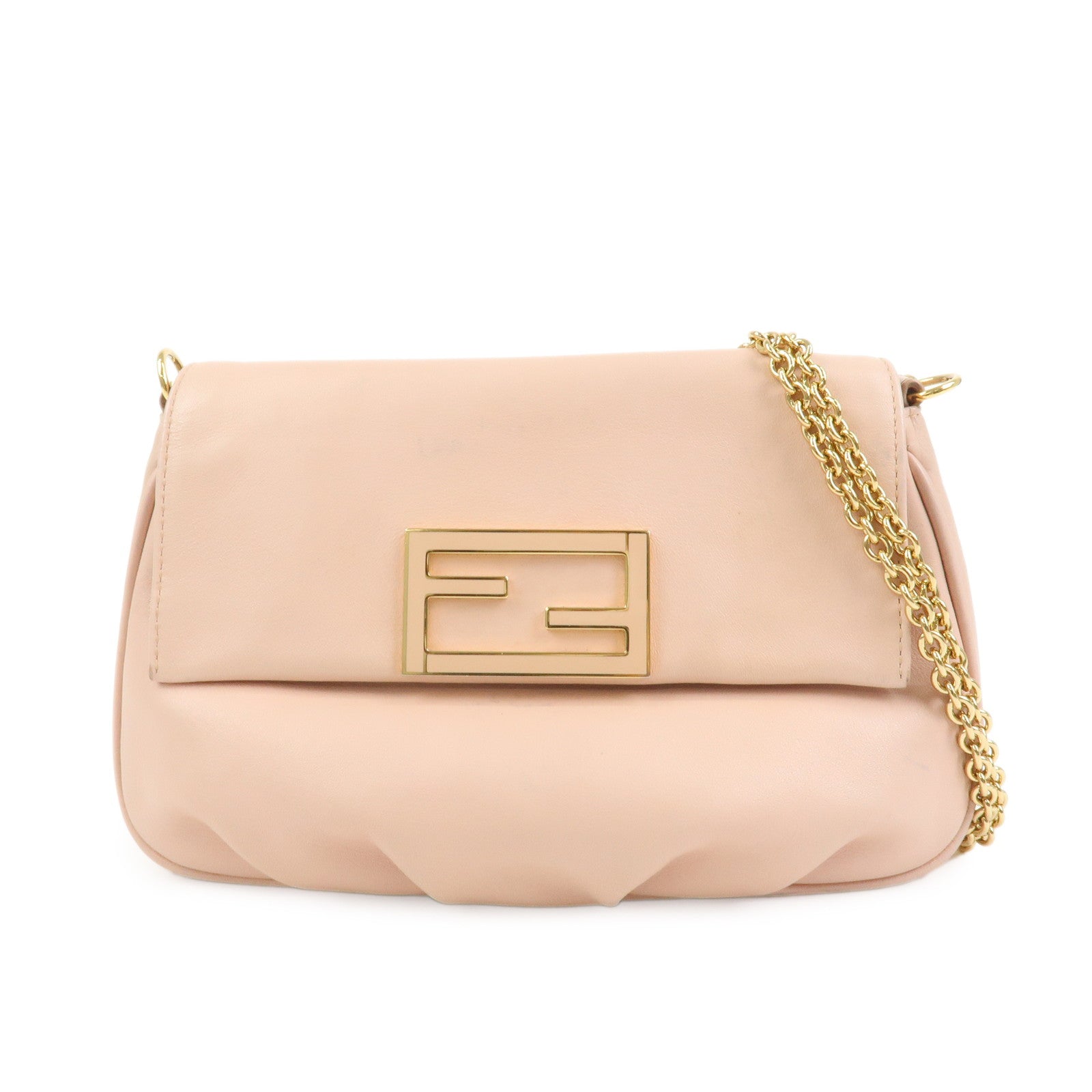 FENDI Leather Chain Shoulder Bag Purse Crossbody Bag 8M0276