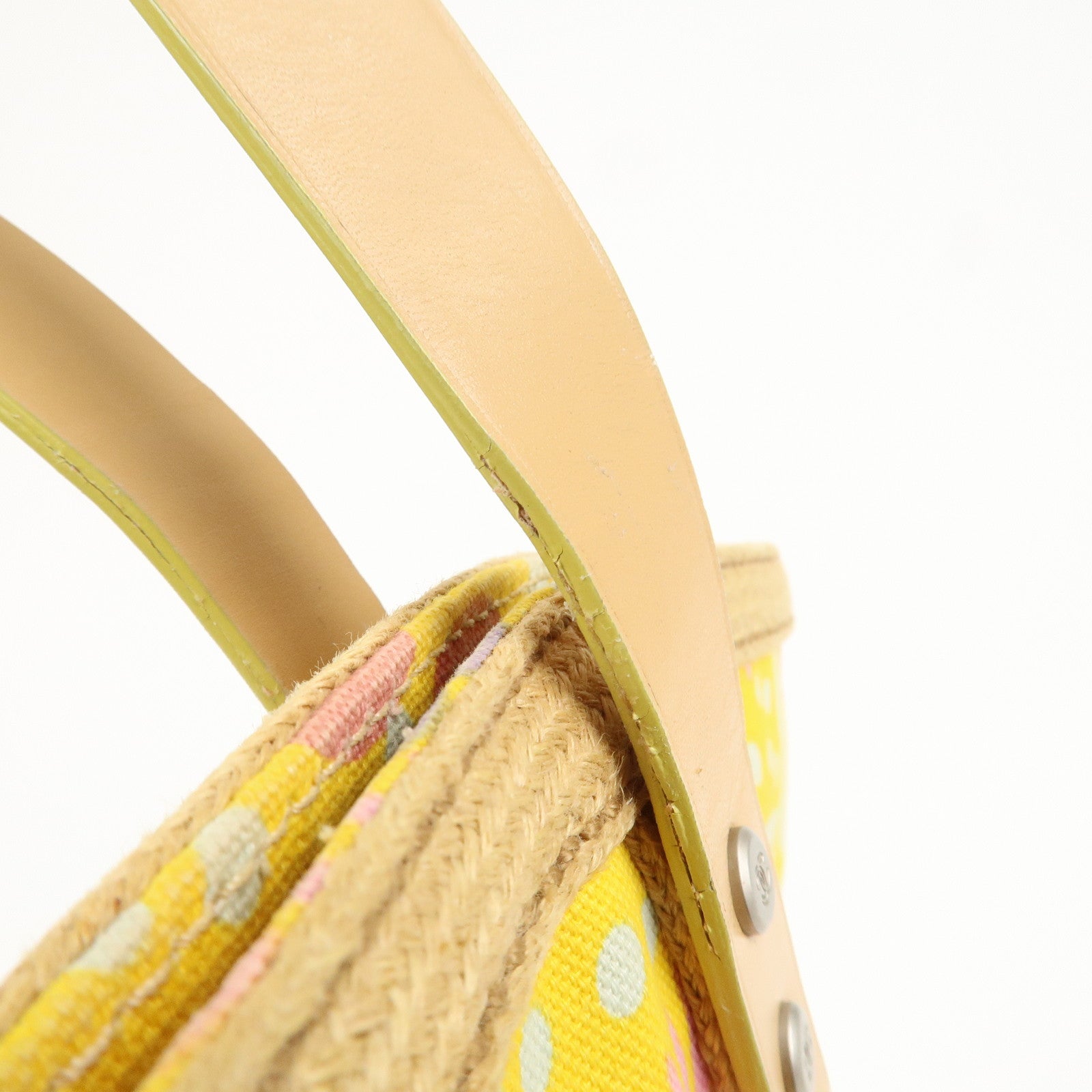 CHANEL Canvas High Summer Flower Tote Bag Shoulder Bag Yellow