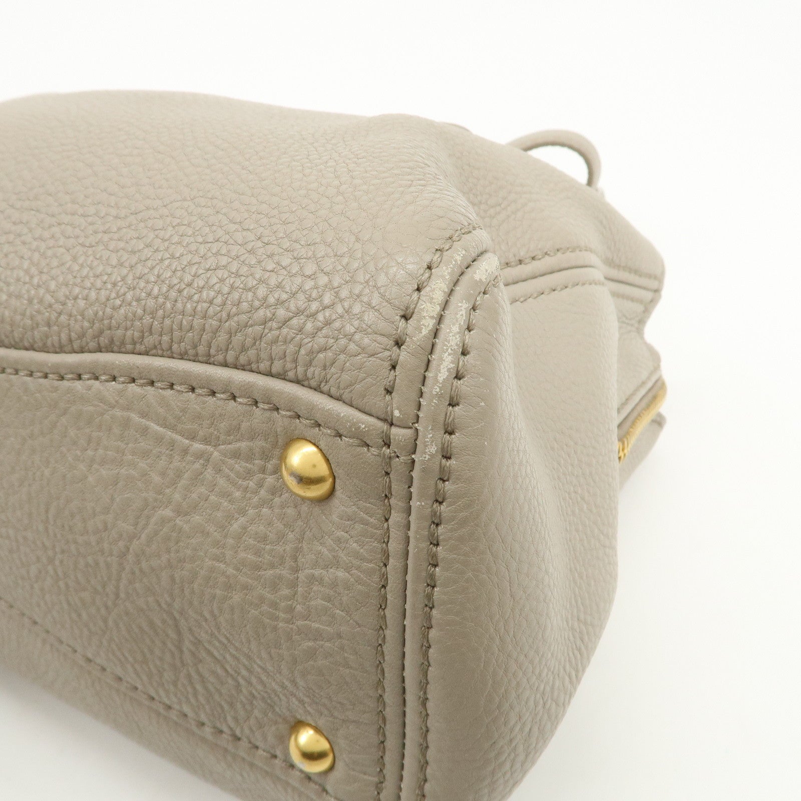 MIU MIU Vitello Caribu Leather 2Way Bag Hand Bag Greige RN0757