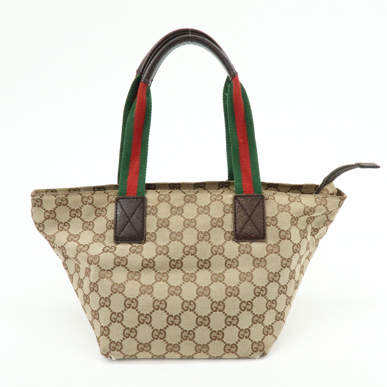 GUCCI Sherry GG Canvas Leather Tote Bag Hand Bag Brown 131228