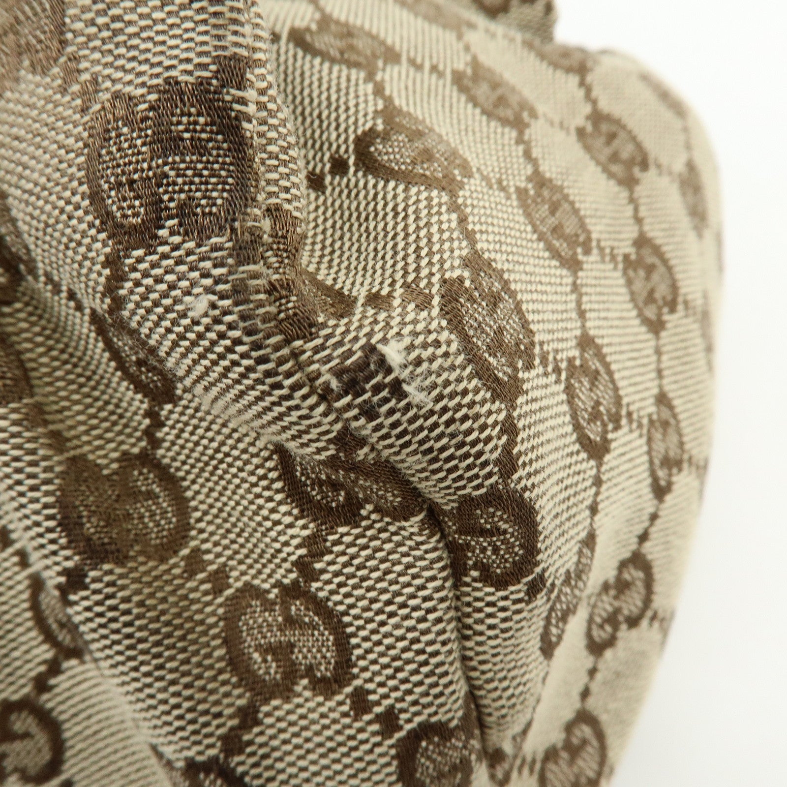 GUCCI GG Monogram Canvas Wood Handle Hand Bag Brown 112683