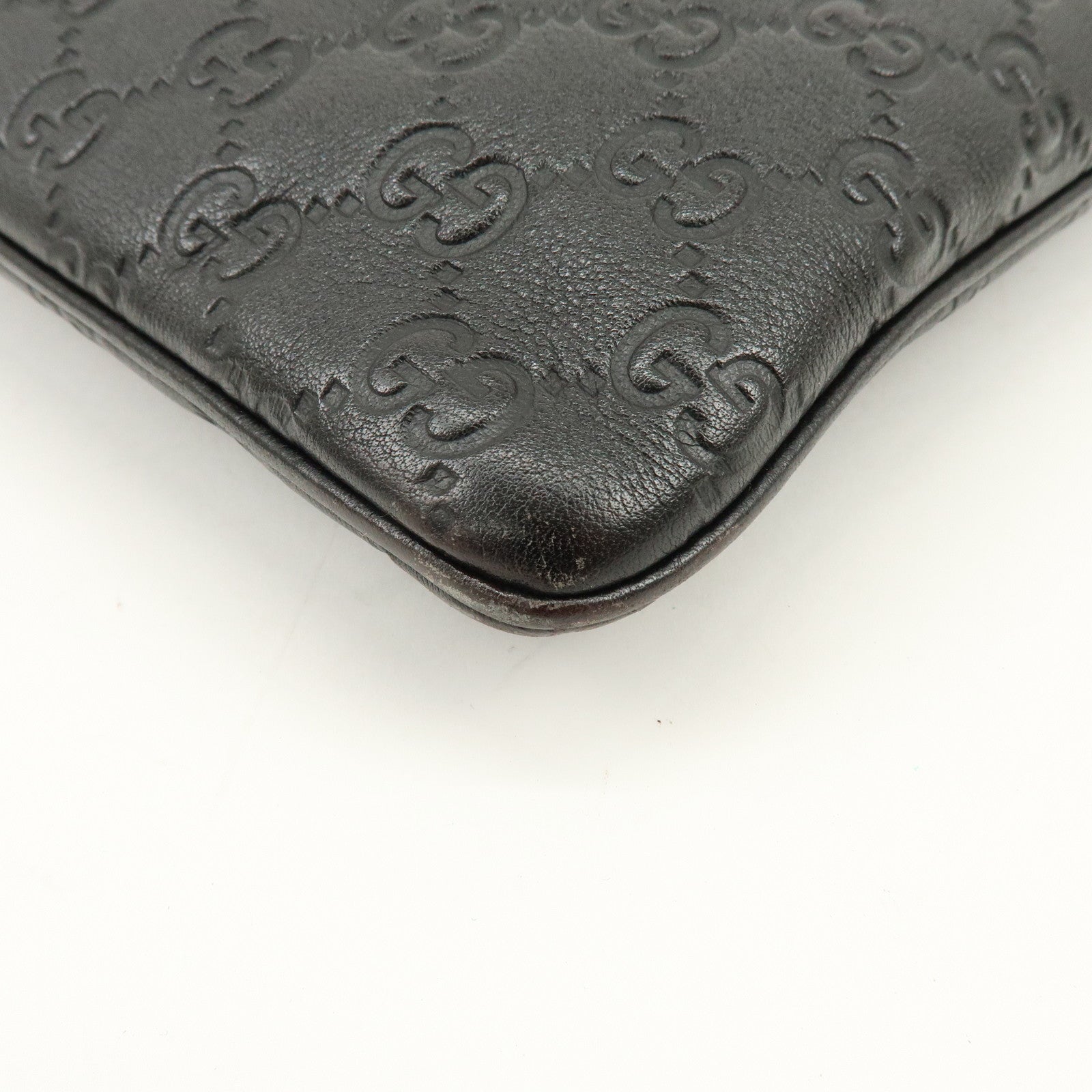 GUCCI Guccissima Leather Shoulder Bag Crossbody Bag Dark Brown