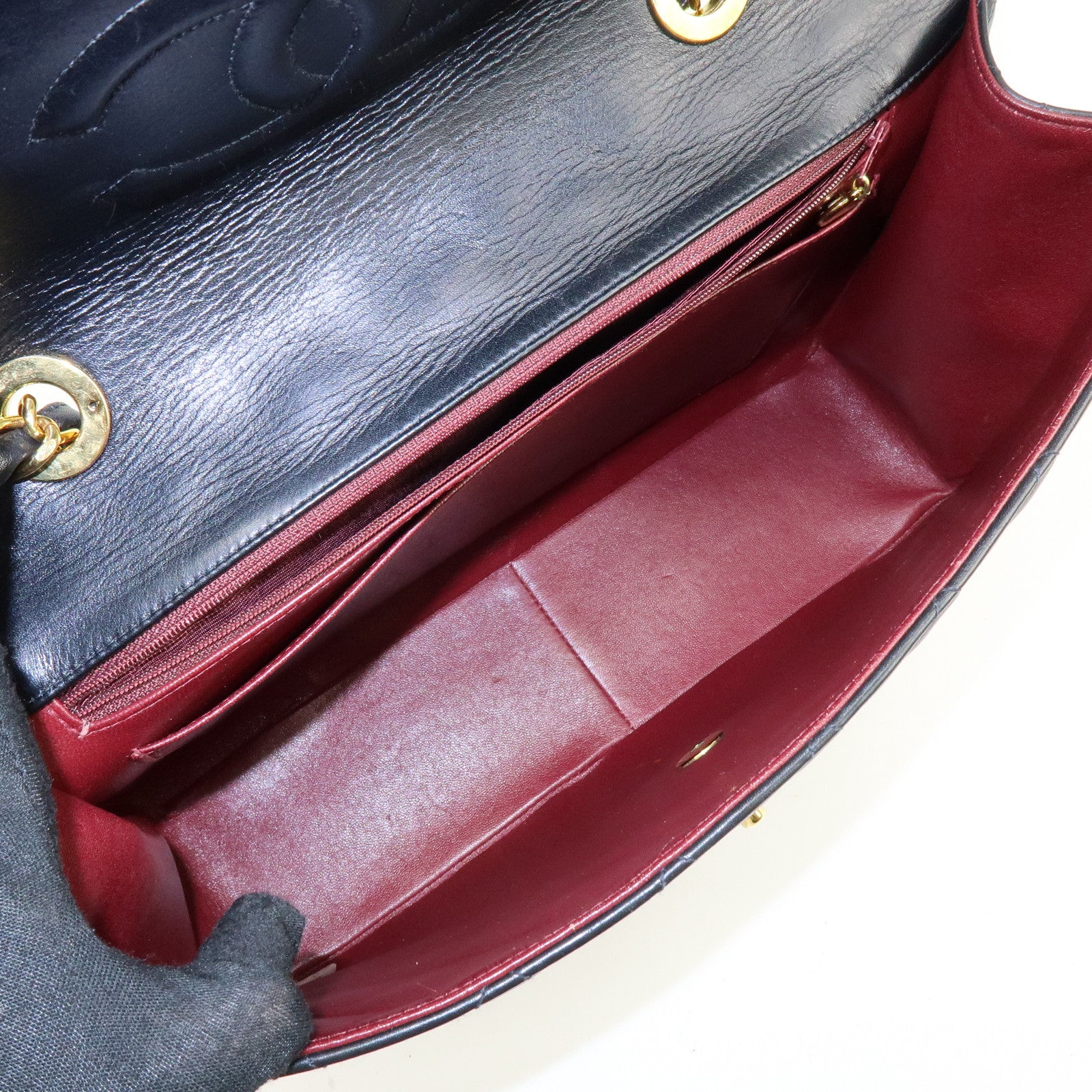 CHANEL Matelasse Lamb Skin Jumbo 34 Shoulder Bag Black A01436