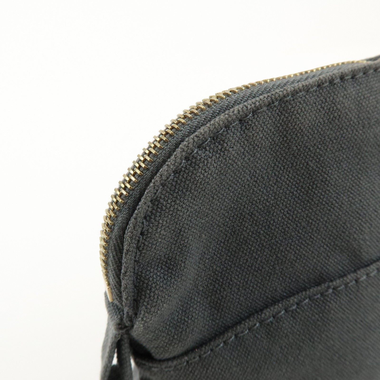 HERMES Logo Canvas Leather Bolide Pouch 16 Cosmetic Pouch