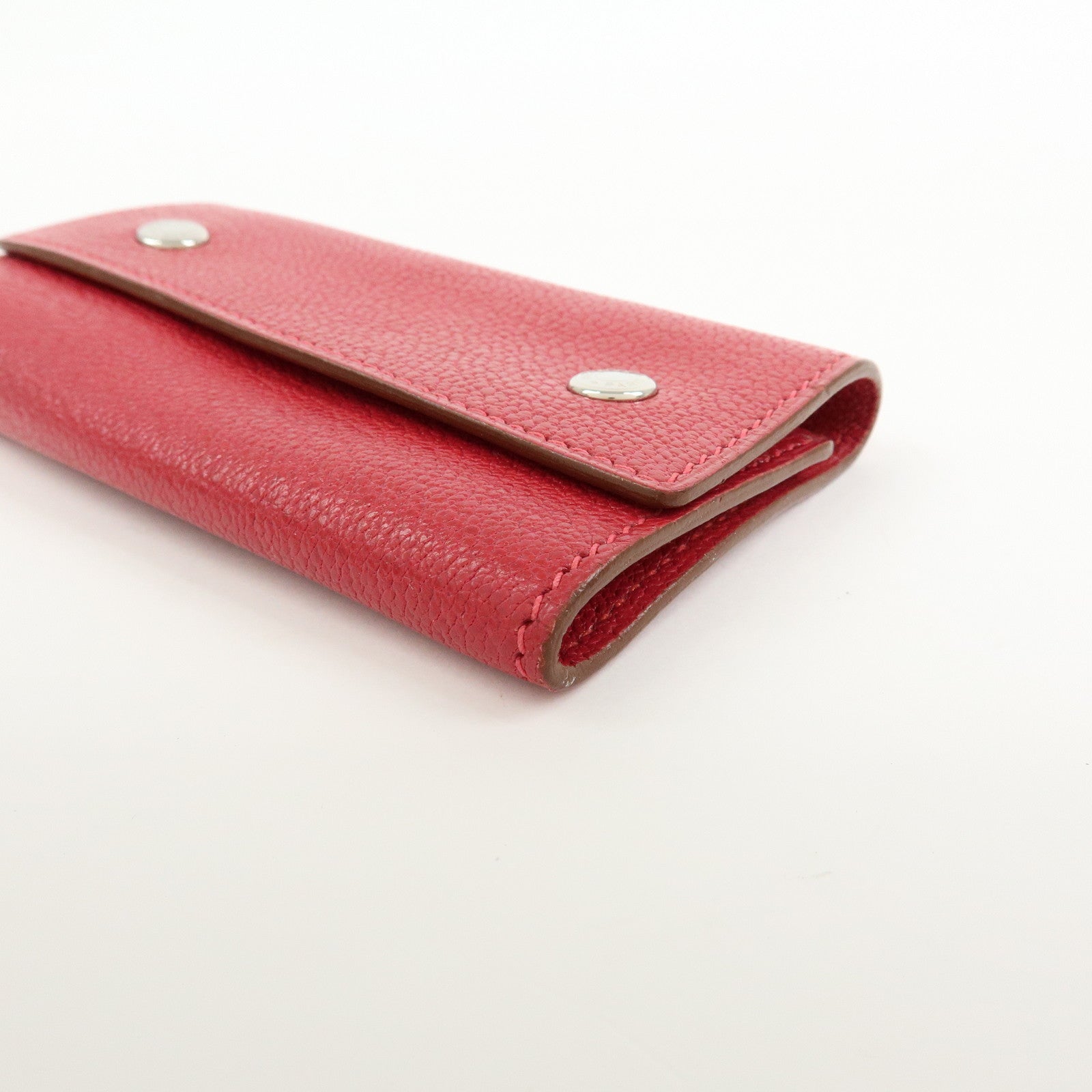 HERMES Sellier Etui Cles 4 Chevre Leather Key Case Key Holder Pink