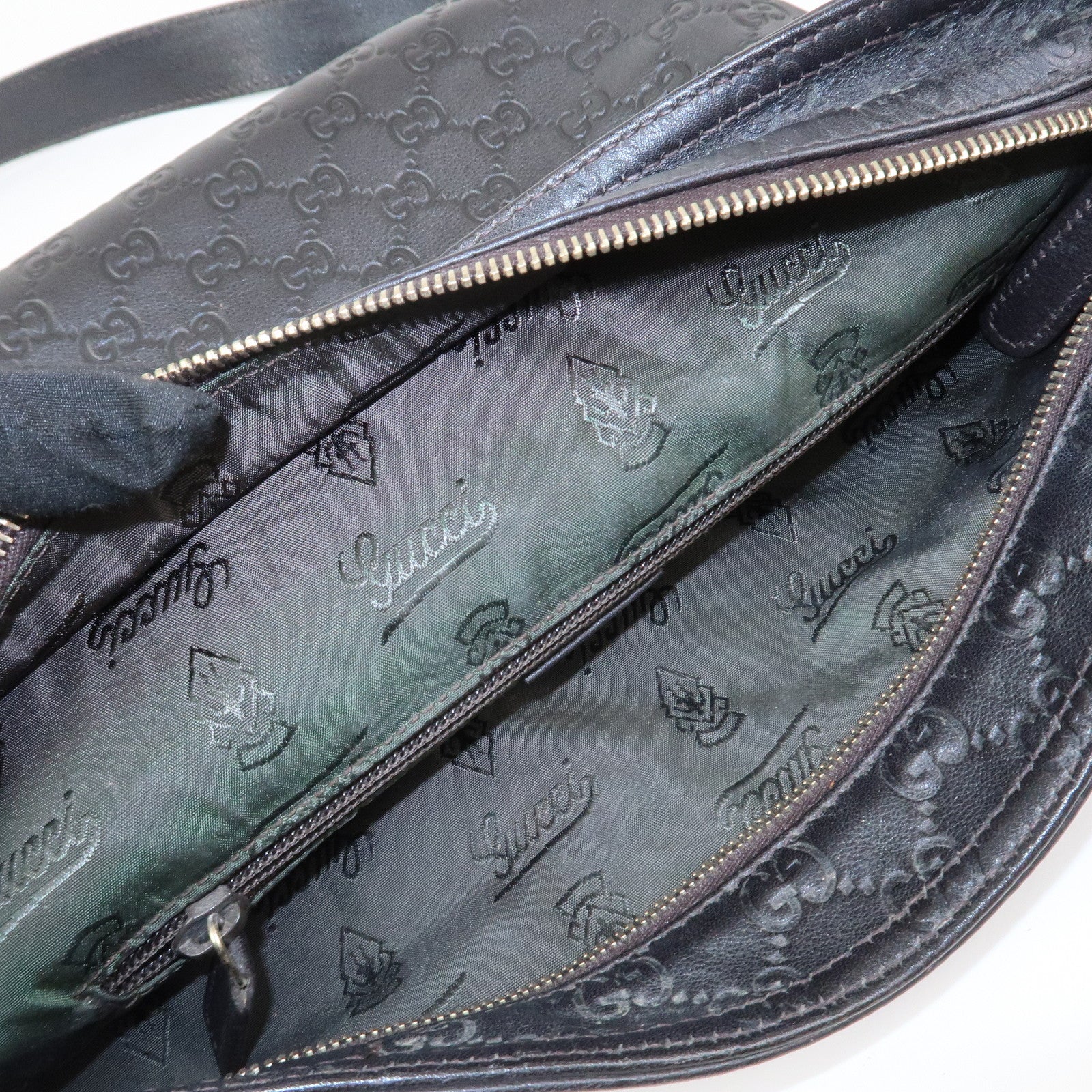 GUCCI Guccissima Leather Shoulder Bag Crossbody Bag Black 201446